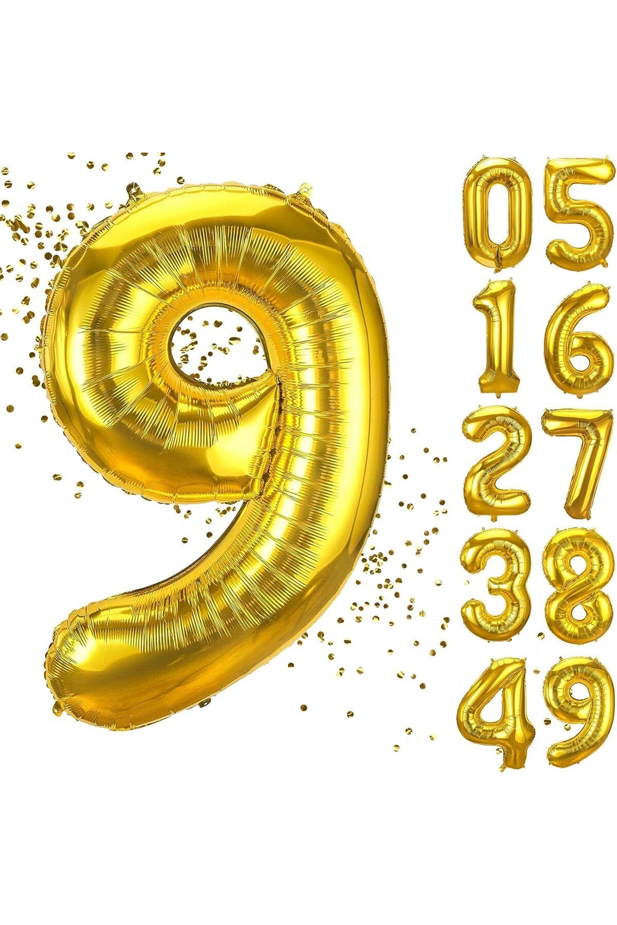 STOREMAX htpshopmx 9 Yaş Doğum Günü Rakamlı Balon Yaş Günü Gold Renk Uçan Balon 102 cm Doğum Günü