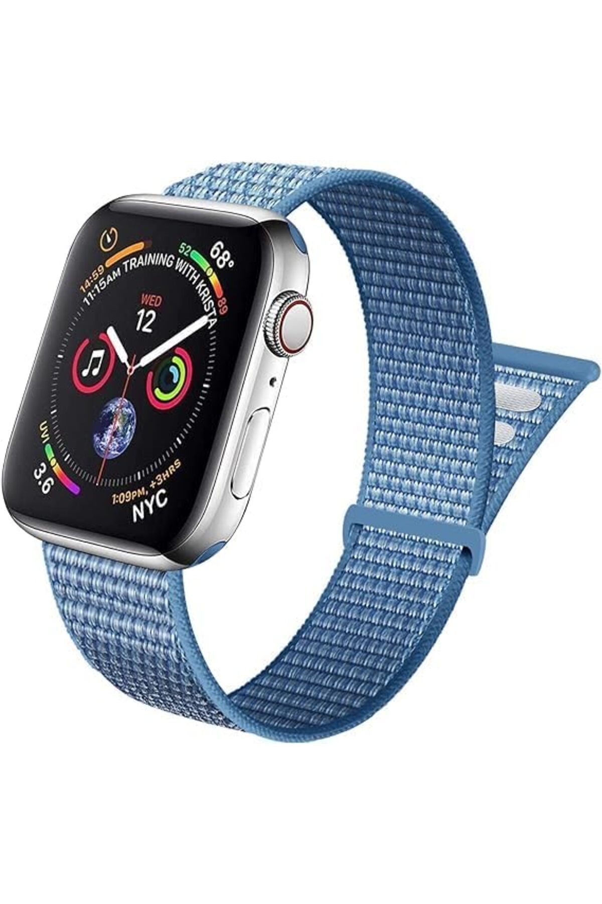 KDROĞLU GEÇMEZ Watch 1/2/3/4/5/6/7/8/se İle Uyumlu Kumaş Hasır Kordon 38-40-41 mm (Mavi) AVM 1114477
