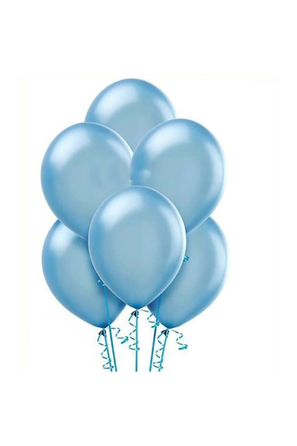Kuzey 100 ADET AÇIK MAVİ BALON HELYUM GAZI UYUMLU SHINY METALLIC BLUE BALLOON MAVİ PARLAK METALİK BALON
