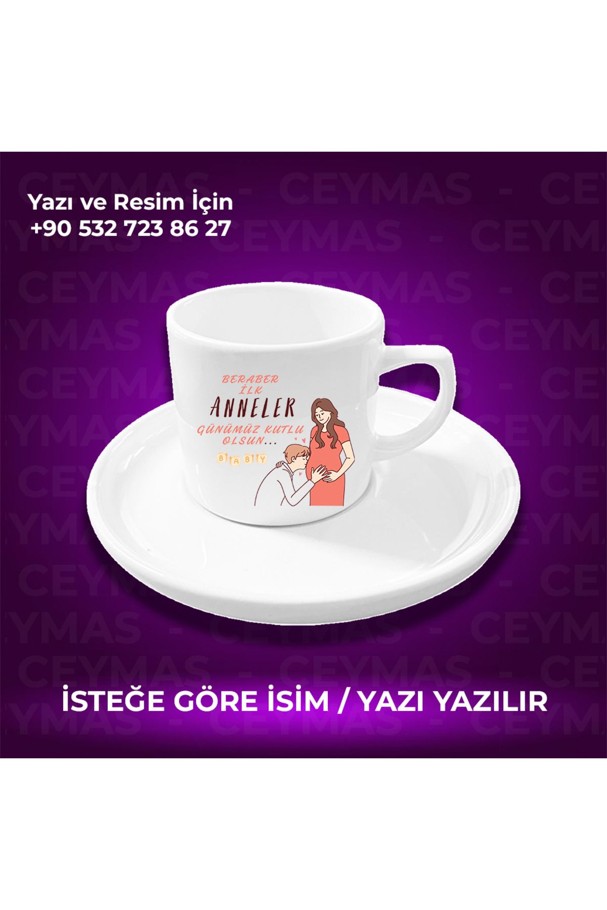 Ceymas Hediyelik Annelere Özel İsim Baskılı İlk Annelere Özel Renkli Kupa Bardak