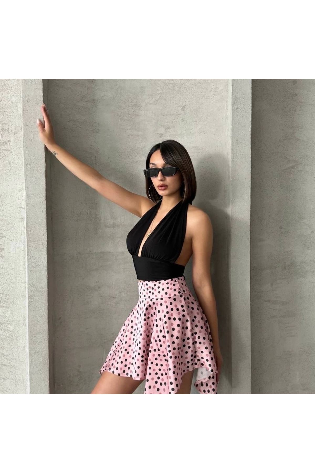 BYB MODA TASARIM Puantiyeli etek s25900