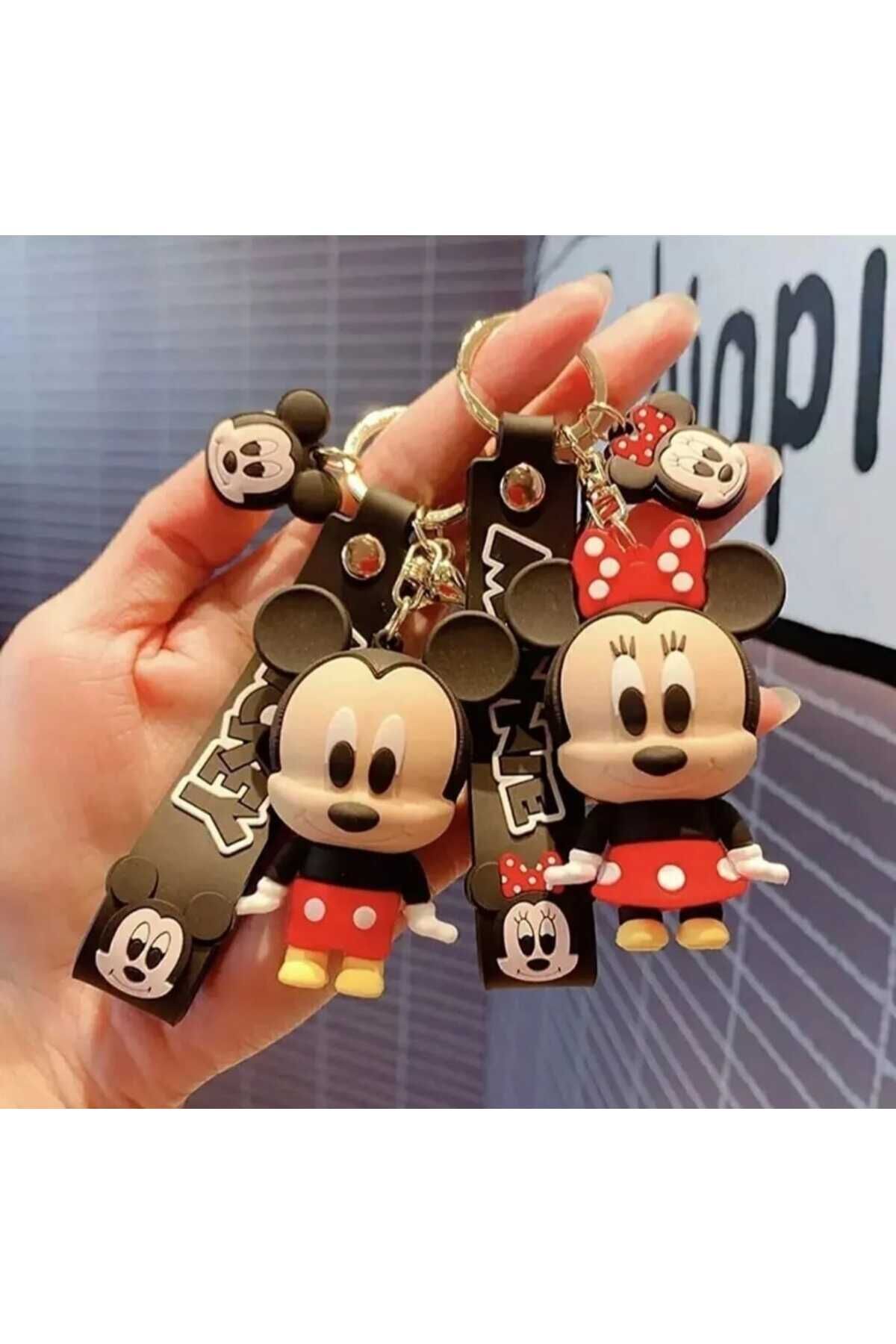 Mimi Aksesuar Anıme Dısney Mickey Mause & Minnie Mause Slikon Lüks Boy Büyük Boy Anahtarlık Çanta Aksesuarı