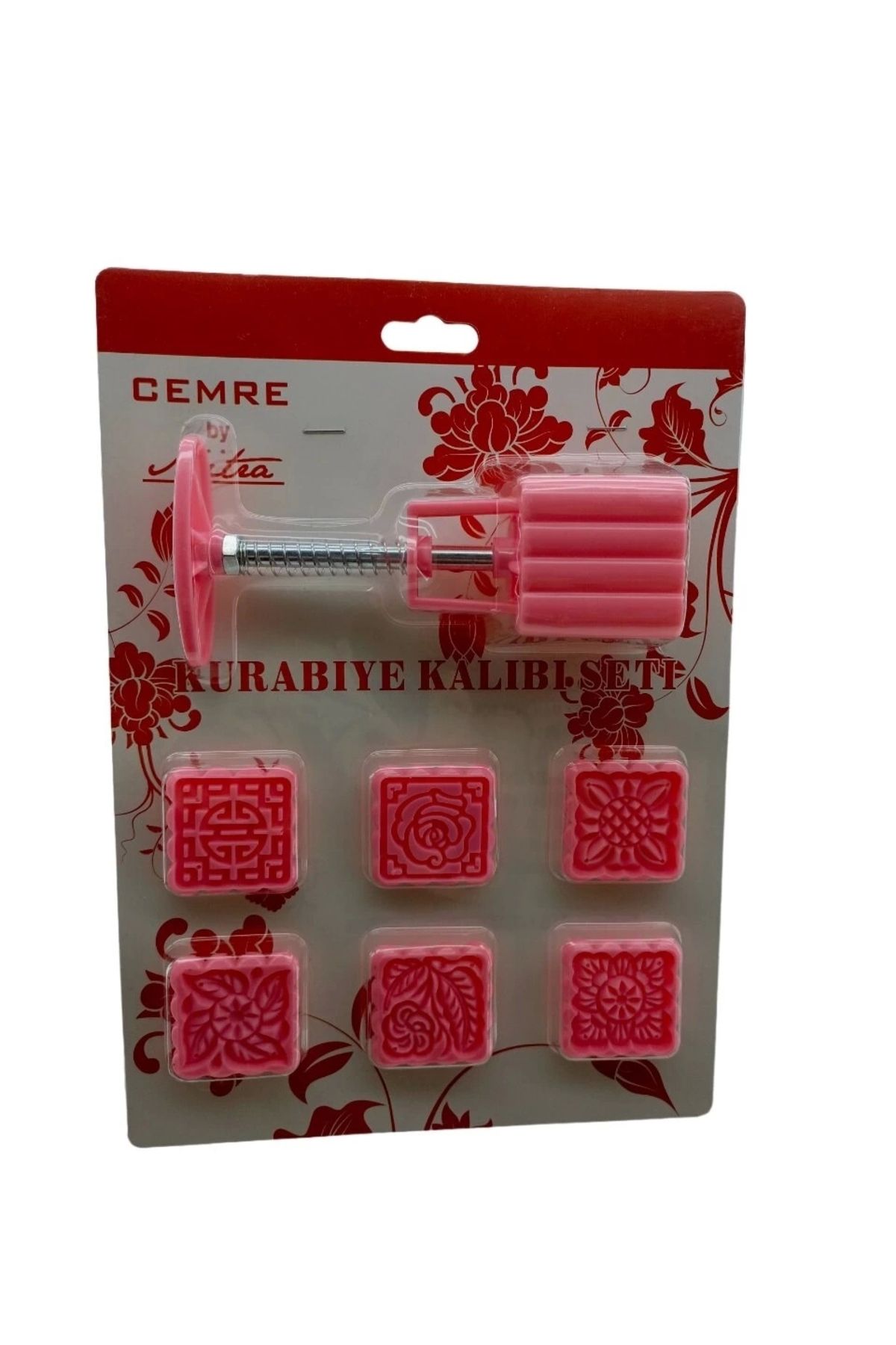 HayMed Kare Kurabiye Kalıp Seti Yaylı Baskı Aparatı - 6pcs Kalıp Renkli Pls (4172)