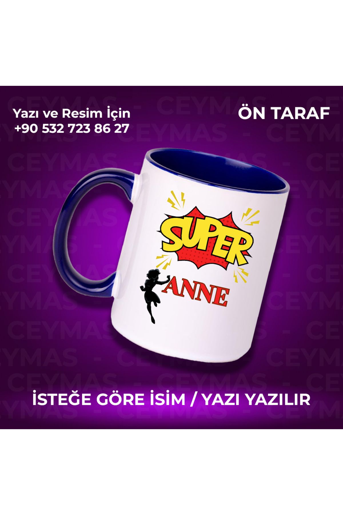 Ceymas Hediyelik Annelere Özel Süper Anne Baskılı Renkli Kupa Bardak