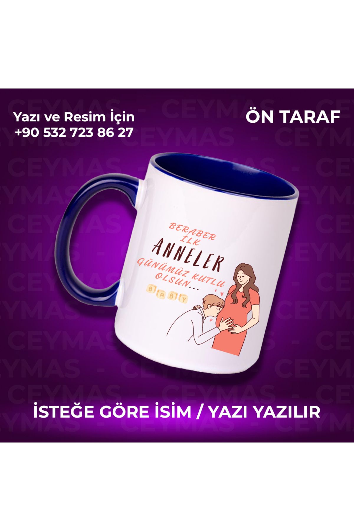 Ceymas Hediyelik Annelere Özel İsim Baskılı İlk Annelere Özel Renkli Kupa Bardak