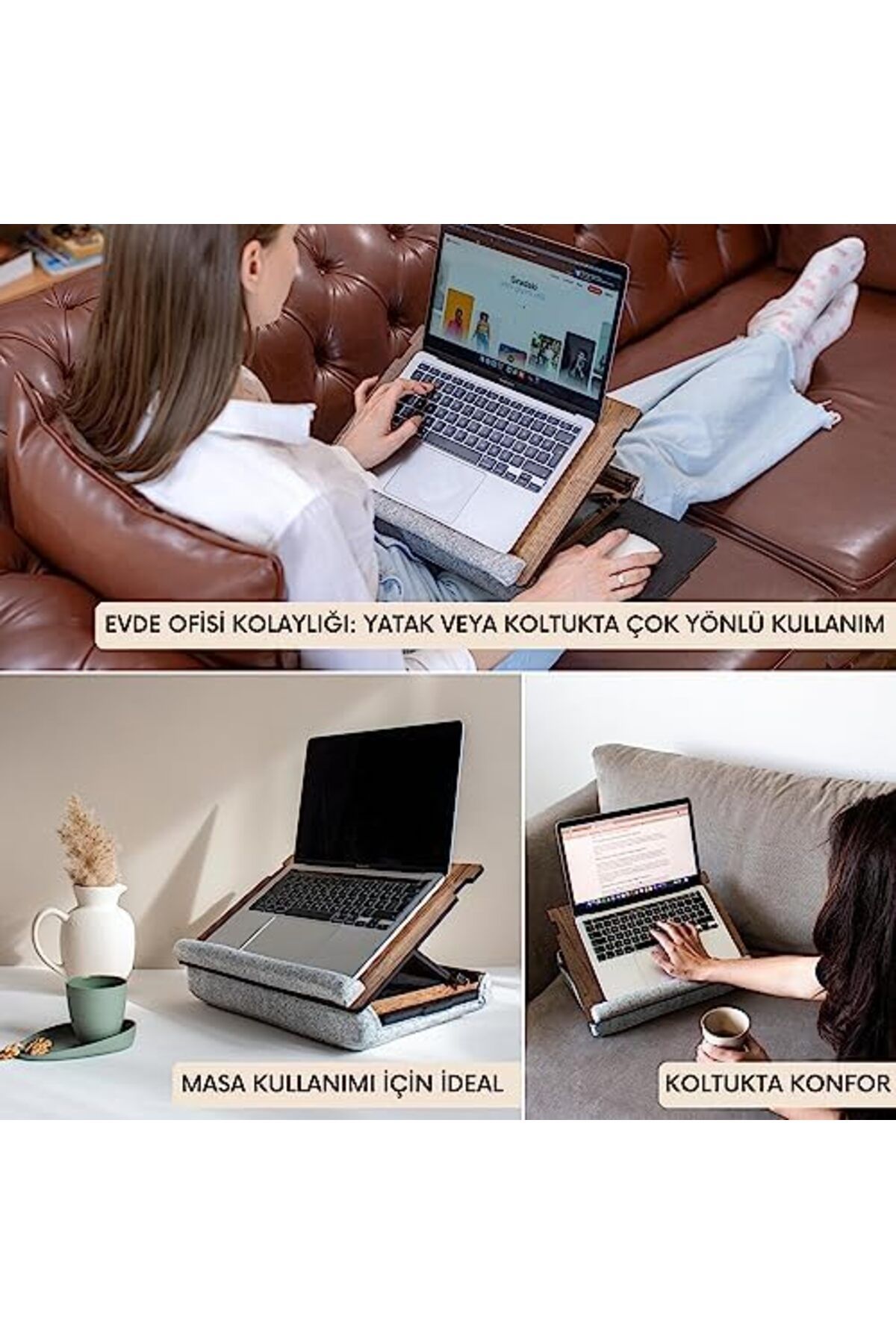 mazıdağı mazzıdağ Wood - Minderli Eğim Ayarlanabilir Çekmeceli Mousepadli Laptop Sehpası, Taşınabilir