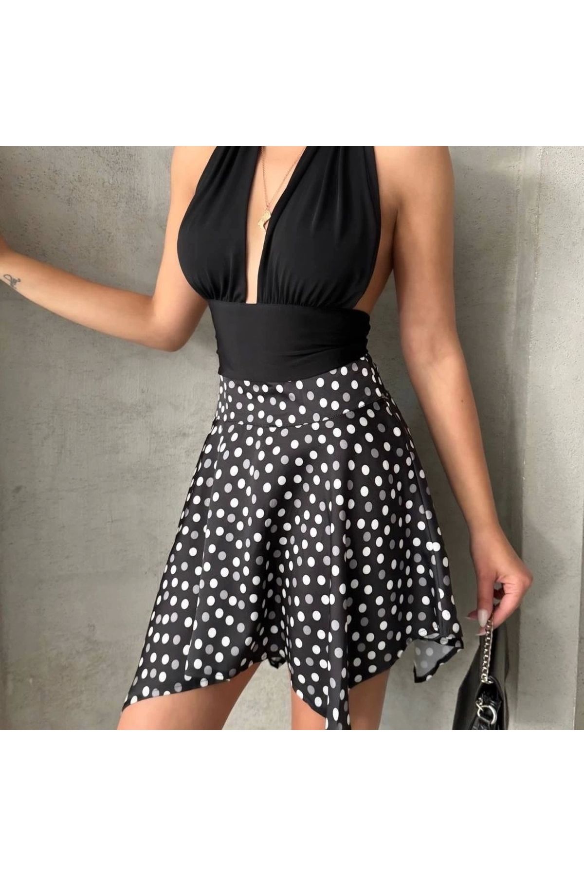 BYB MODA TASARIM Puantiyeli etek s25900