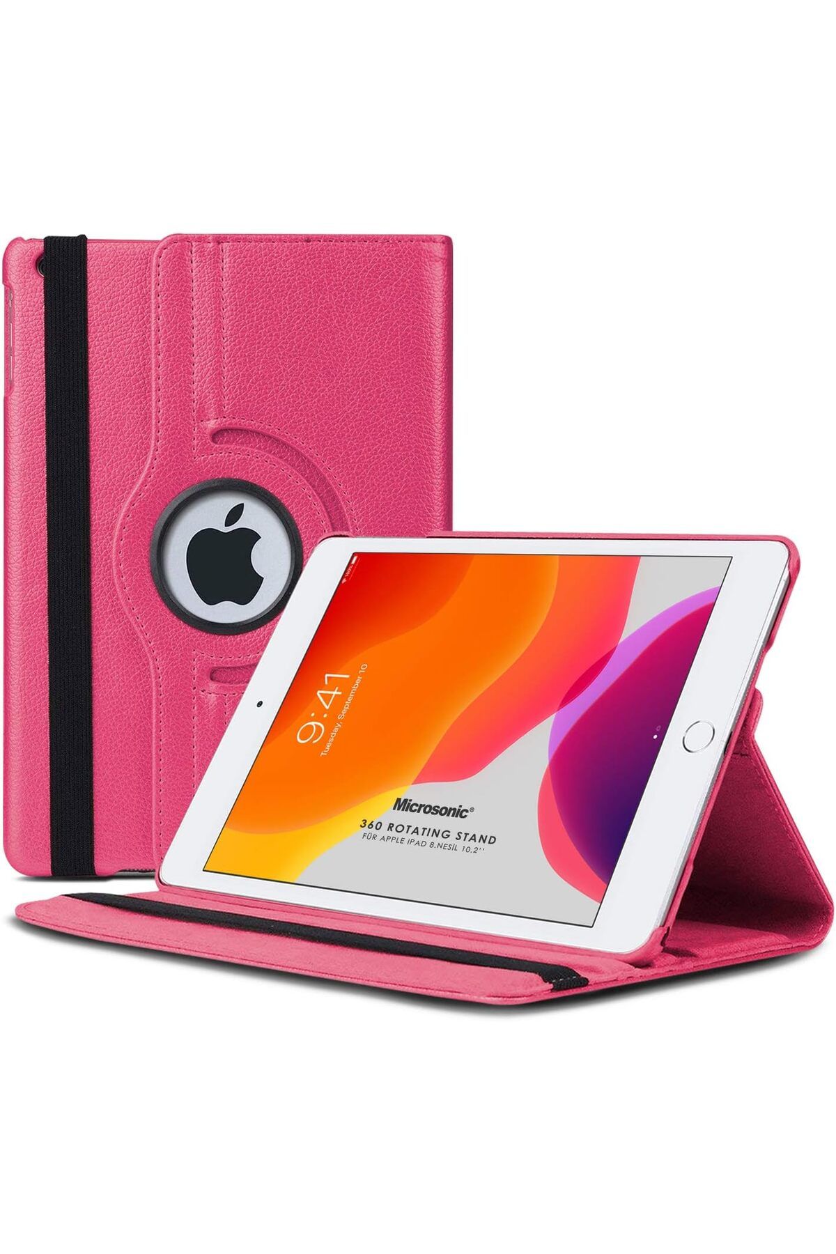 DERİK KADROĞLU iPad 10.2'' 9. Nesil (A2602-A2604-A2603-A2605) için Kılıf 360 Rotating Stand Deri Pembe