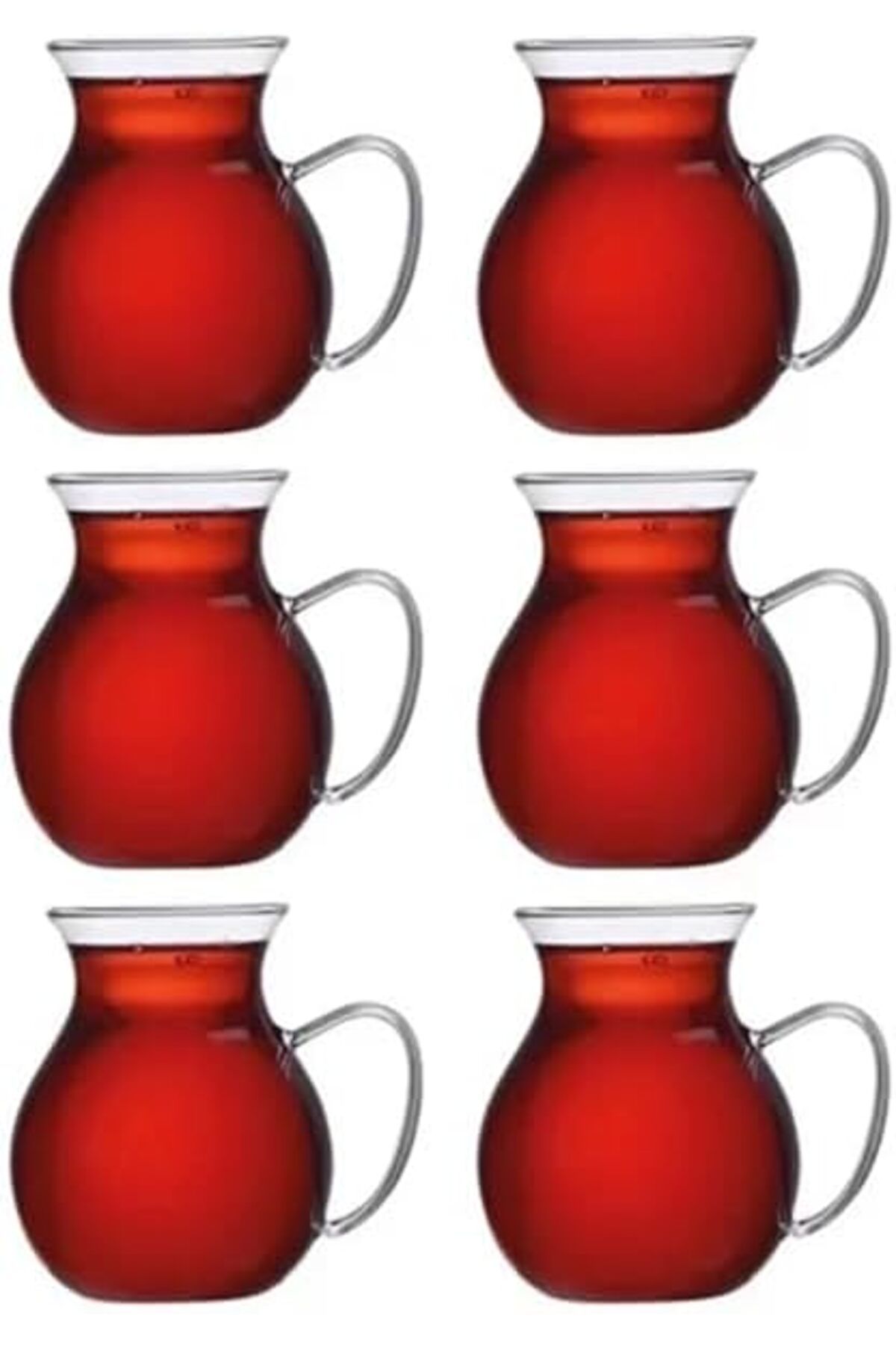 KDROĞLU KDROGLU 6'lı Borosilikat Cam Çay Bardağı Seti, 200ml Termisil Kupa, Şık ve Dayanıklı, Çay V