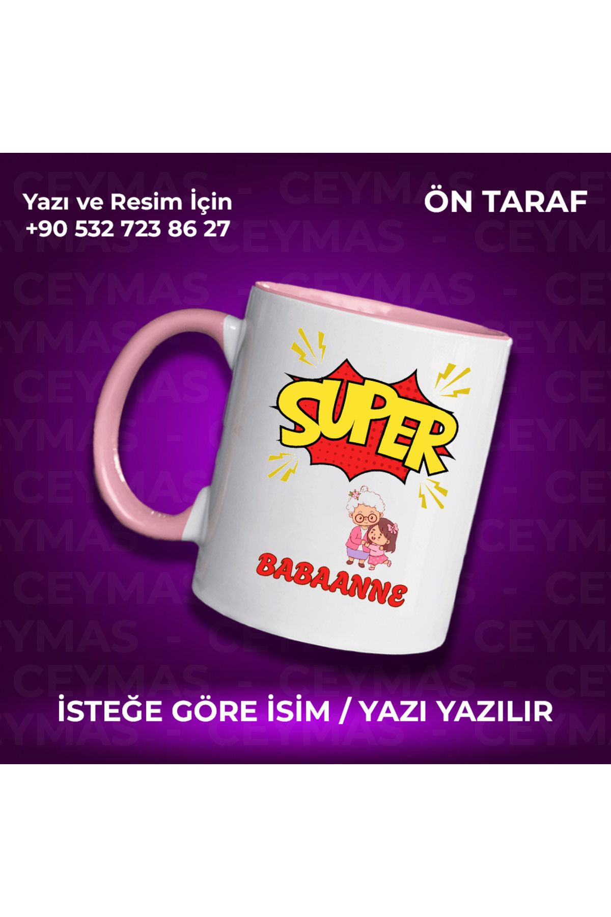 Ceymas Hediyelik Babaannelere Özel Süper Babaanne Baskılı Renkli Kupa Bardak