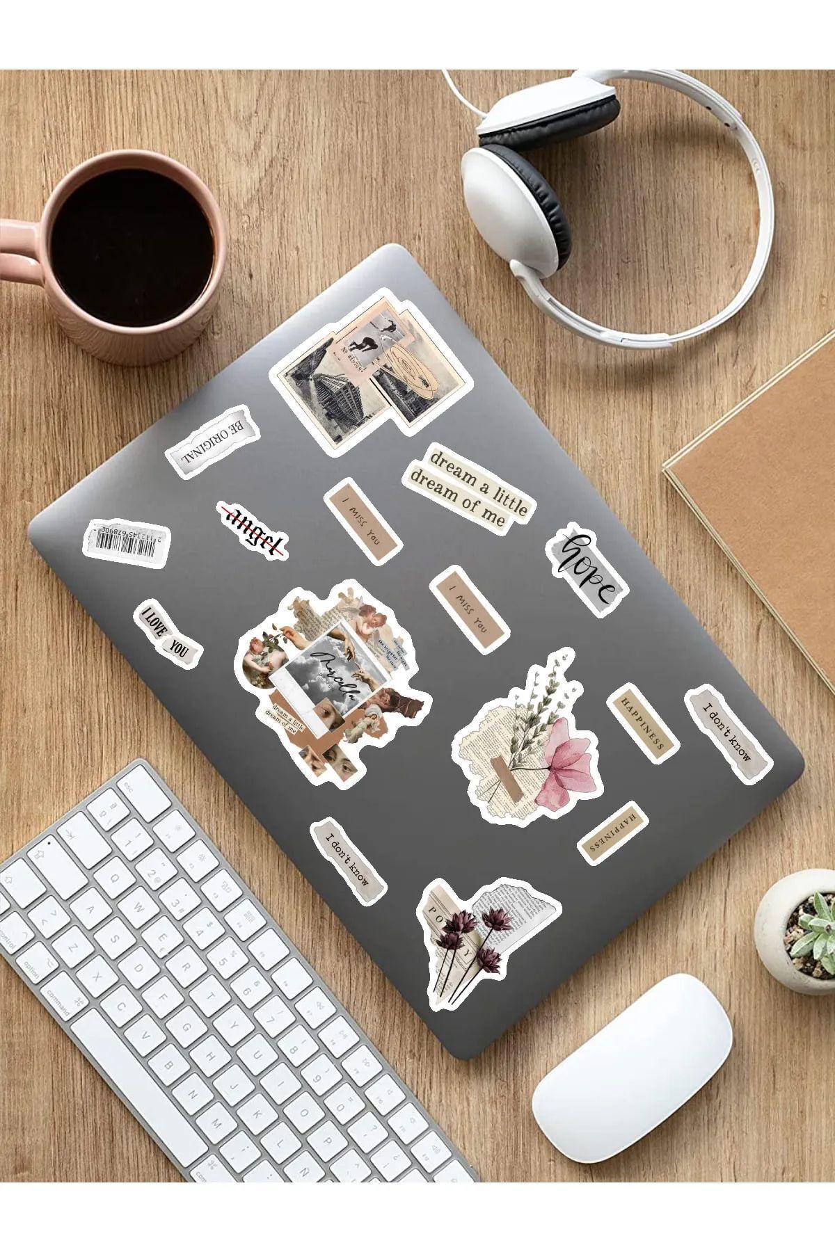 KT Decor Vintage & Retro Temalı Telefon, Tablet, Laptop, Notebook, Defter, Ajanda PVC Sticker Seti-11