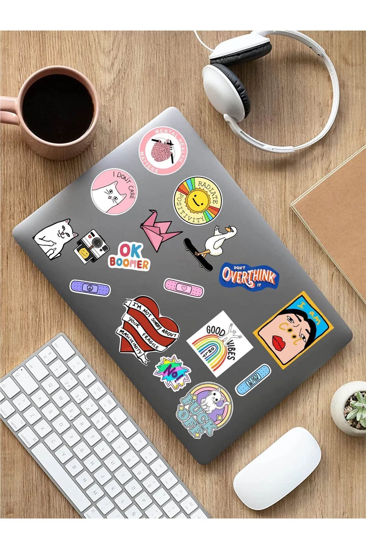 KT Decor Mental Art Temalı Telefon, Tablet, Laptop, Notebook, Defter, Ajanda PVC Sticker Seti-8
