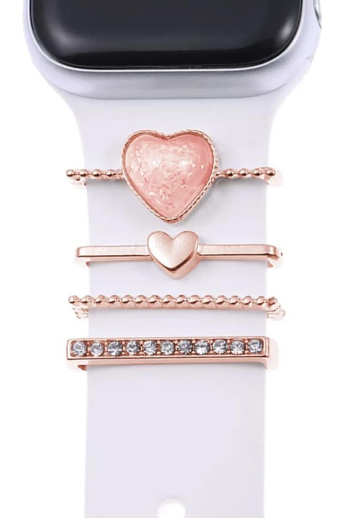 KDROĞLU KDROGLU Watch 8 45mm Kordon Süsü Charm İnci Kalp Rose Gold New Desing 1109836