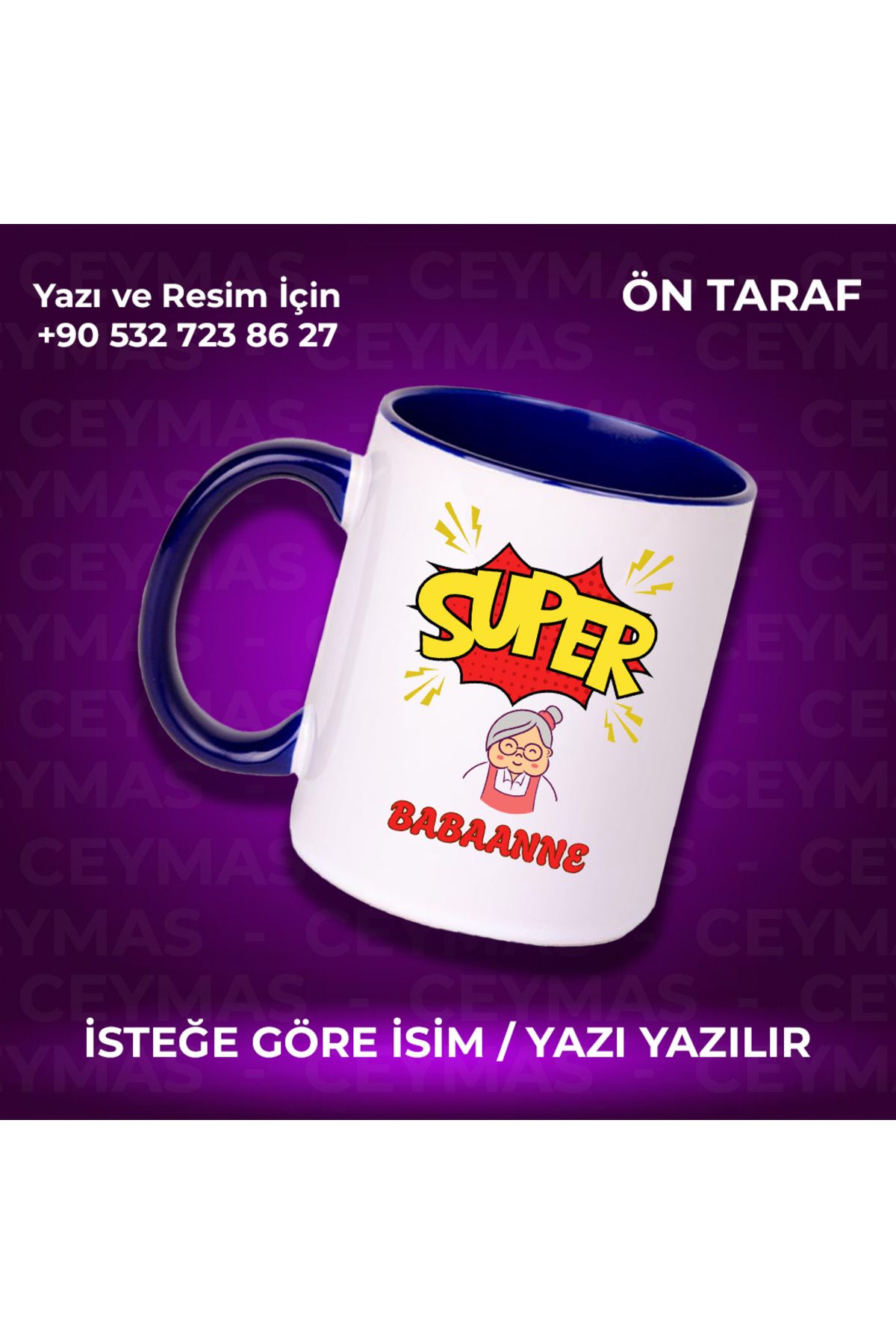 Ceymas Hediyelik Babaannelere Özel Süper Babaanne Baskılı Renkli Kupa Bardak