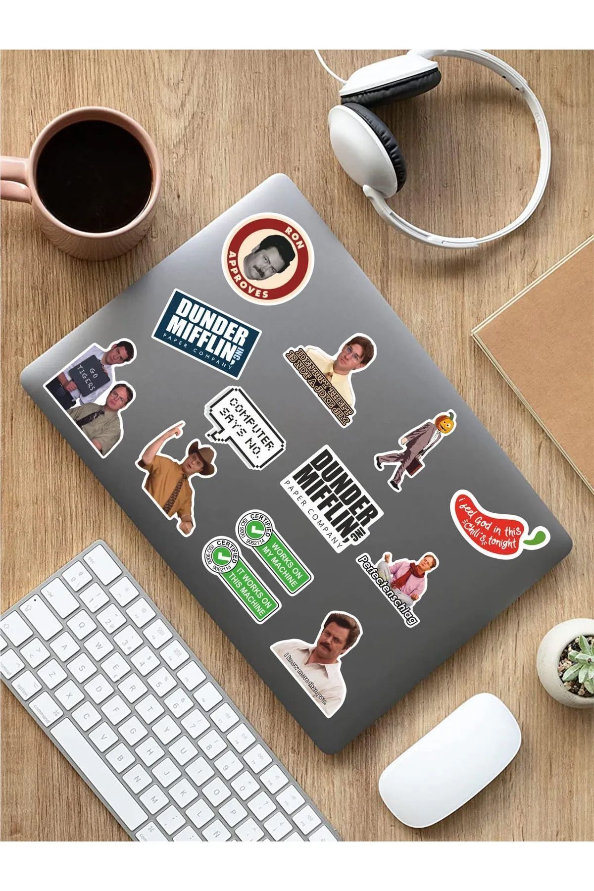 KT Decor Ofis Temalı Telefon, Tablet, Laptop, Notebook, Defter, Ajanda PVC Sticker Seti-2