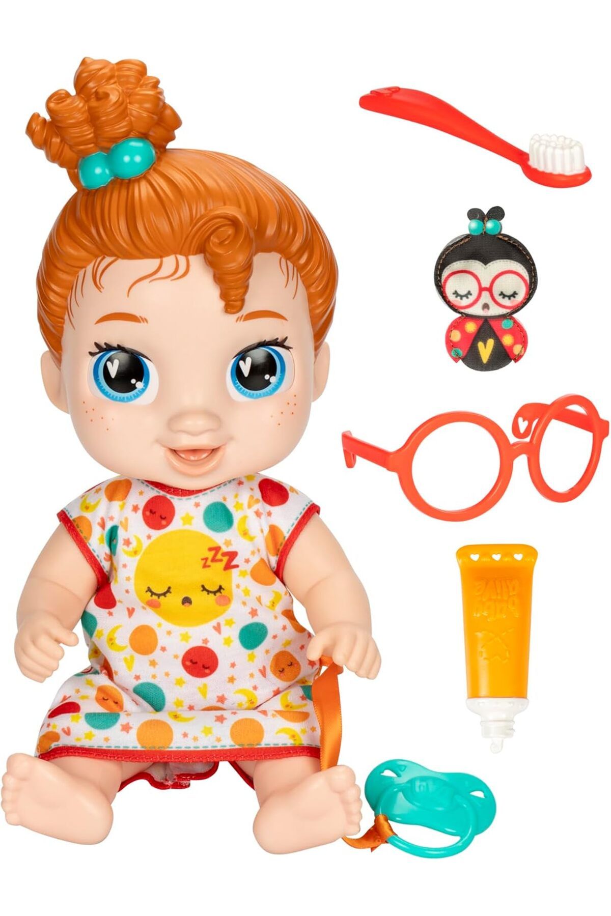DERİK Derik Alive Lil Dreamer Dottie Doodle Sleepy Bebek Seti, Kırmızı Saç, Eğlenceli Pijama Partisi