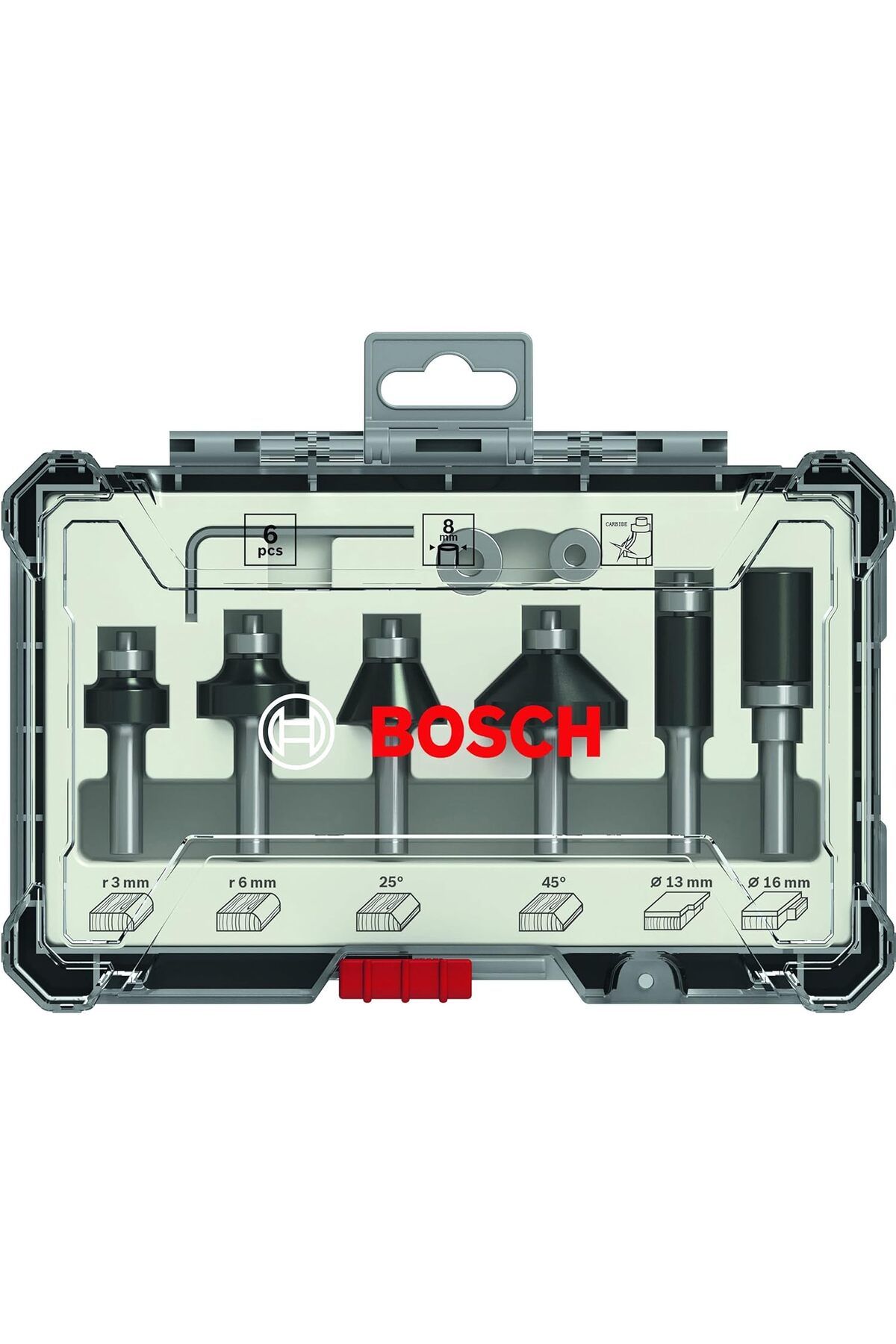 DERİK Derik Professional 6 parça kenar ve kenar frezesi seti (ahşap için, 8 mm şaftlı üst frezeler i
