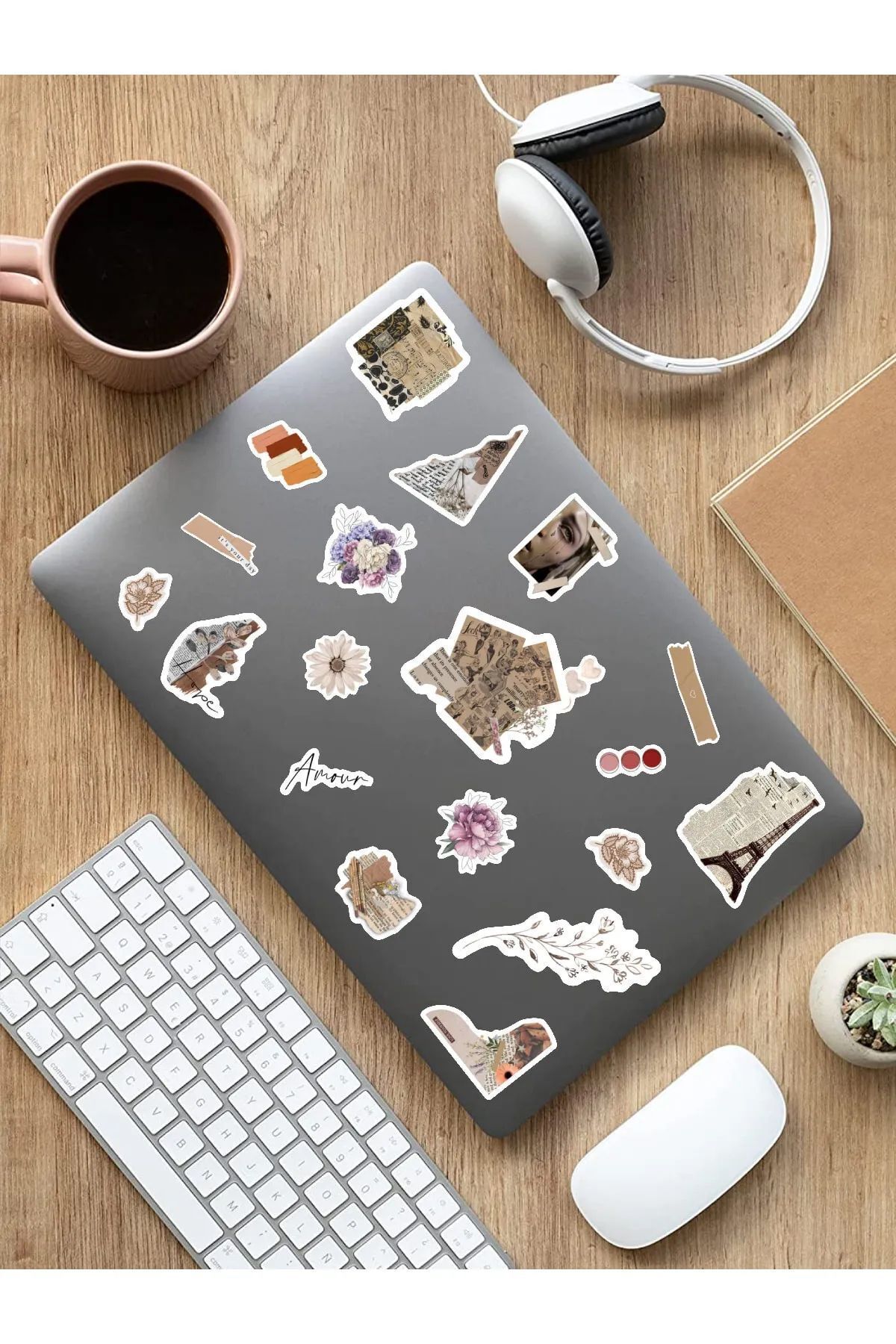 KT Decor Vintage & Retro Temalı Telefon, Tablet, Laptop, Notebook, Defter, Ajanda PVC Sticker Seti-3