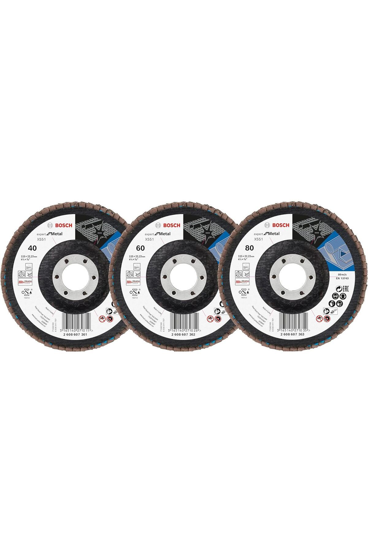 DERİK Derik Professional 3 Adet Flap Disk Seti X551 Expert for Metal Çelik ve Paslanmaz Çelik Taşlama i