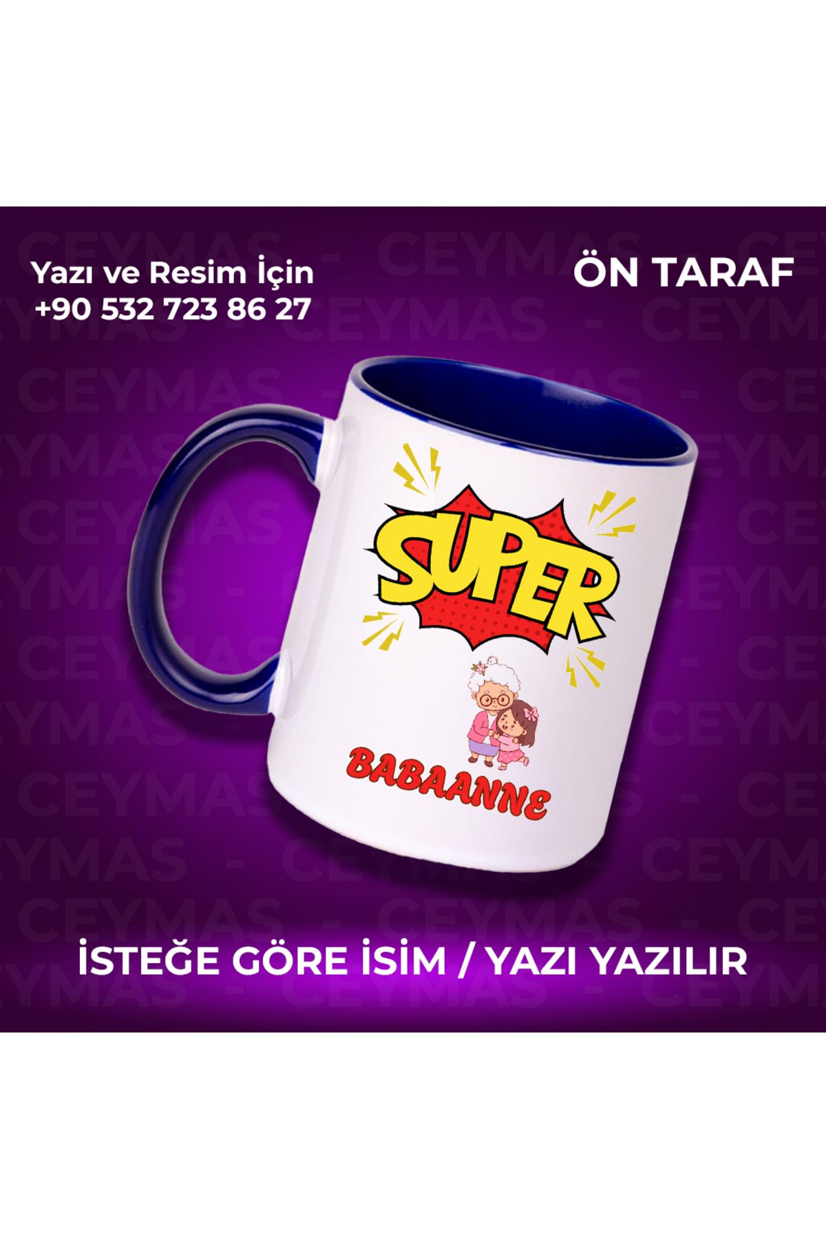 Ceymas Hediyelik Babaannelere Özel Süper Babaanne Baskılı Renkli Kupa Bardak