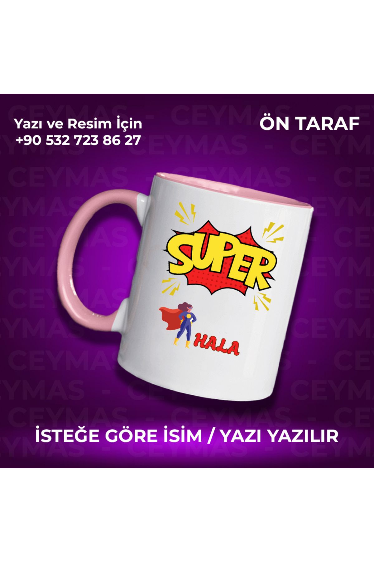 Ceymas Hediyelik Teyzelere Özel Süper Teyze Tasarımlı İsim Baskılı Renkli Kupa Bardak