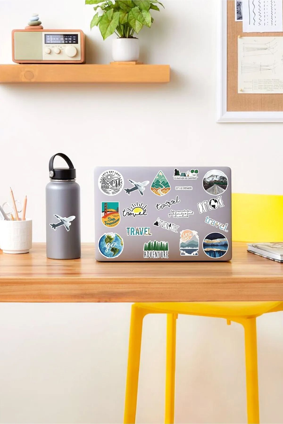 KT Decor Travel Temalı Telefon, Tablet, Laptop, Notebook, Defter, Ajanda PVC Sticker Seti