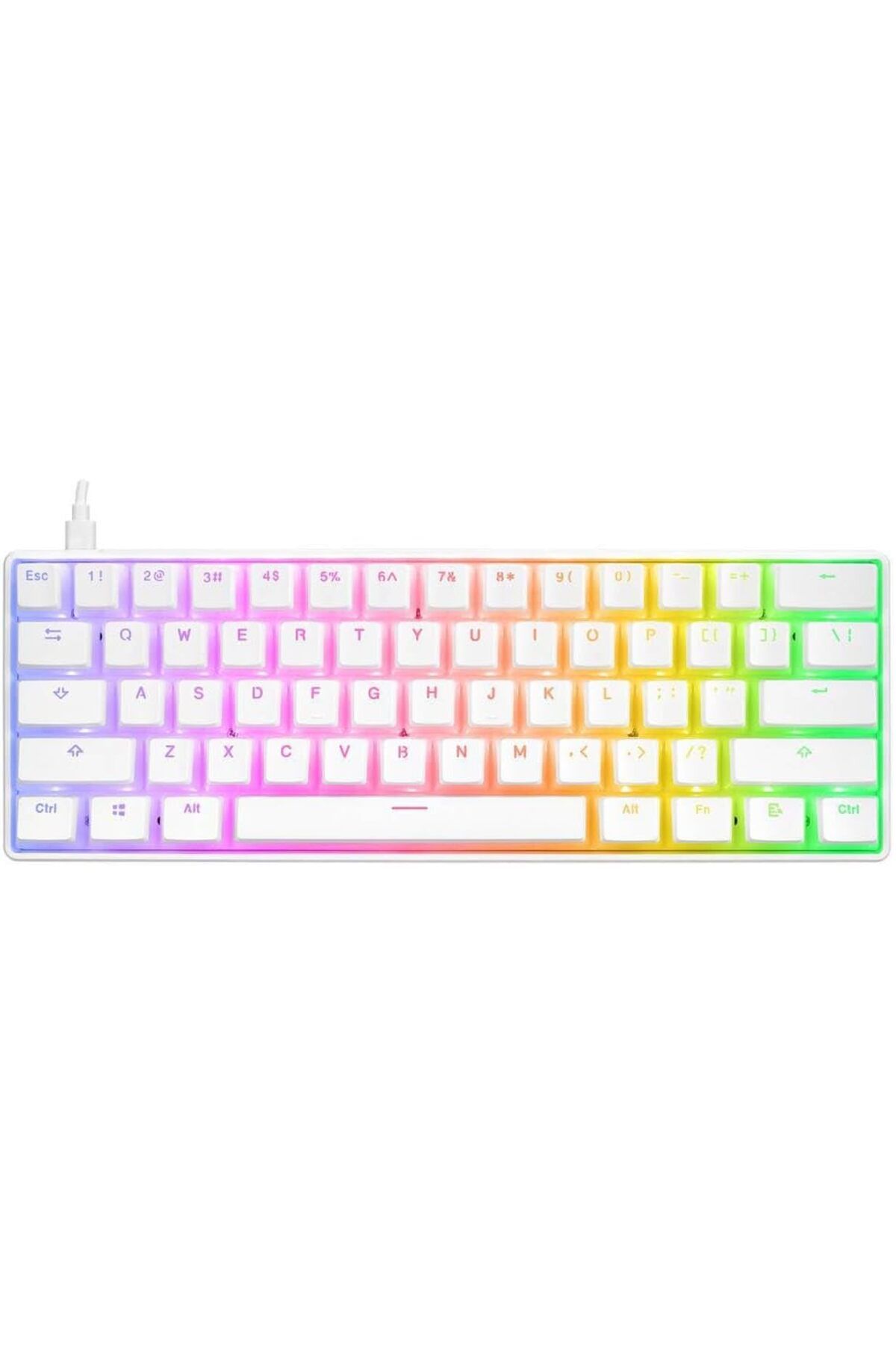 DERİK KADROĞLU KB-R135 PARVUS Beyaz Type-C Bağlantılı RGB Puding Tuşlu Red Switch İngilizce Q Gaming