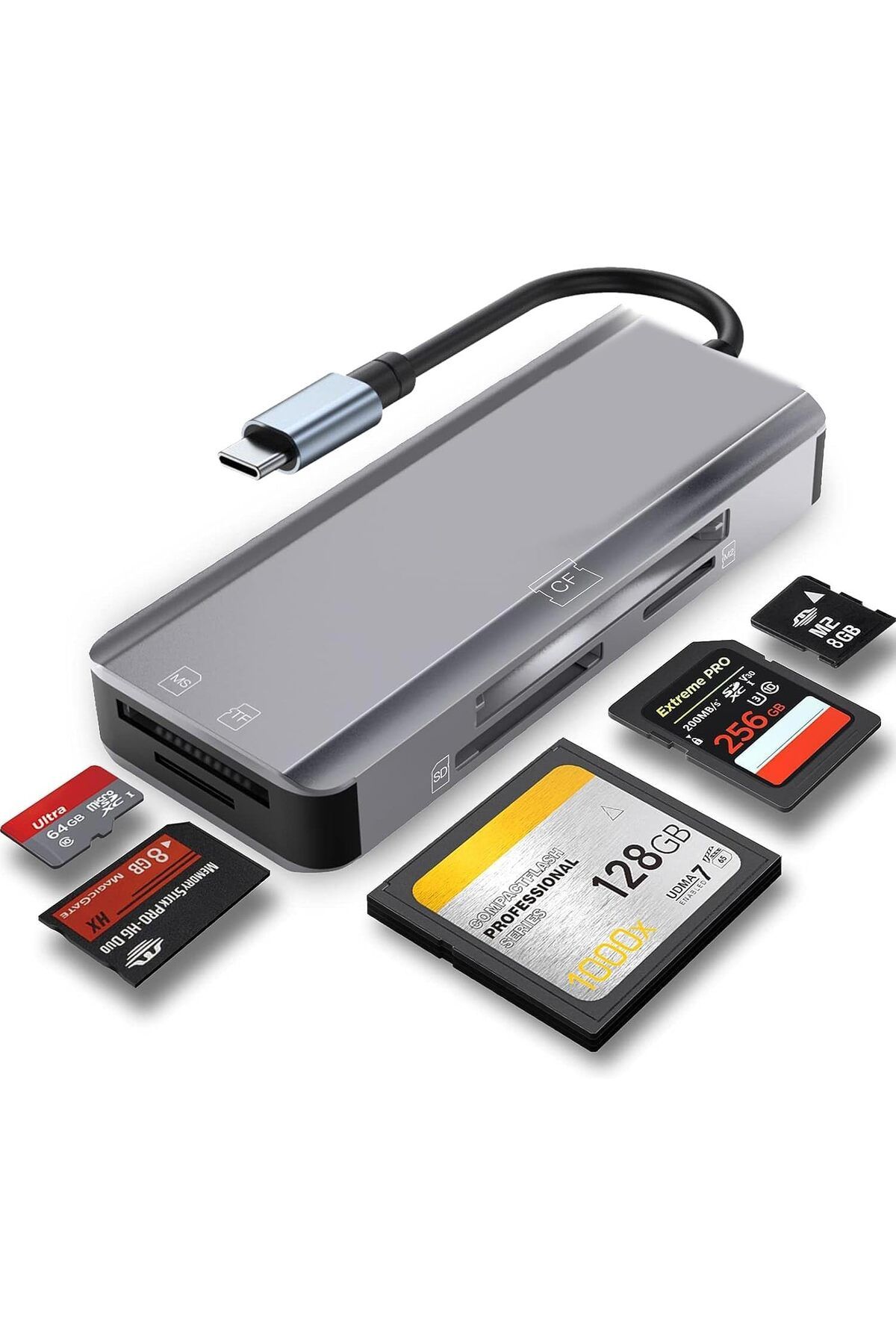 ÇAĞUR çağur MT89 5in1 USB 3.1 Type-C OTG CF Kart Okuyucu Mac iPhone 15 16 ile Uyumlu Metal Kasa YENİ 11