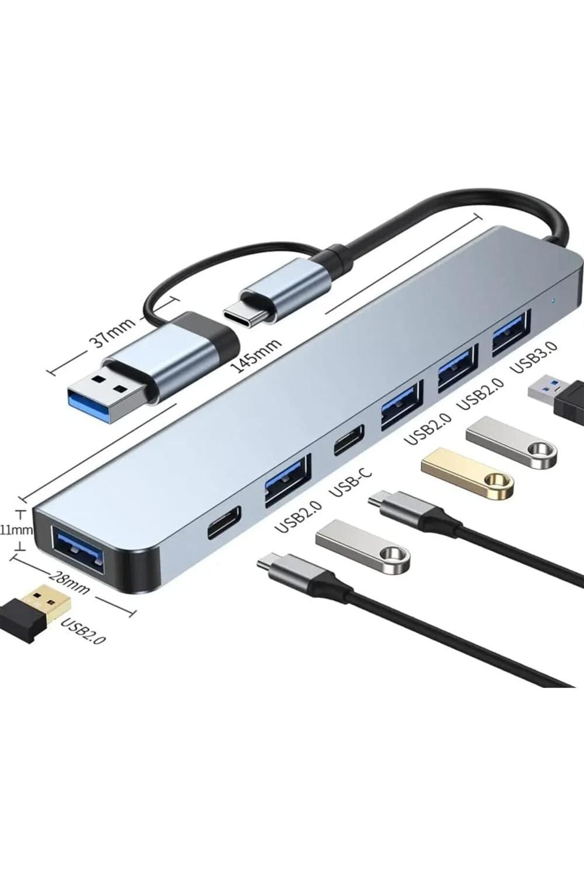 KDROĞLU GEÇMEZ 7in1 Usb 3.0 Hub, USB/Type-c To USB A, USB C Macbook uyumlu Çevirici, AVM 1114477