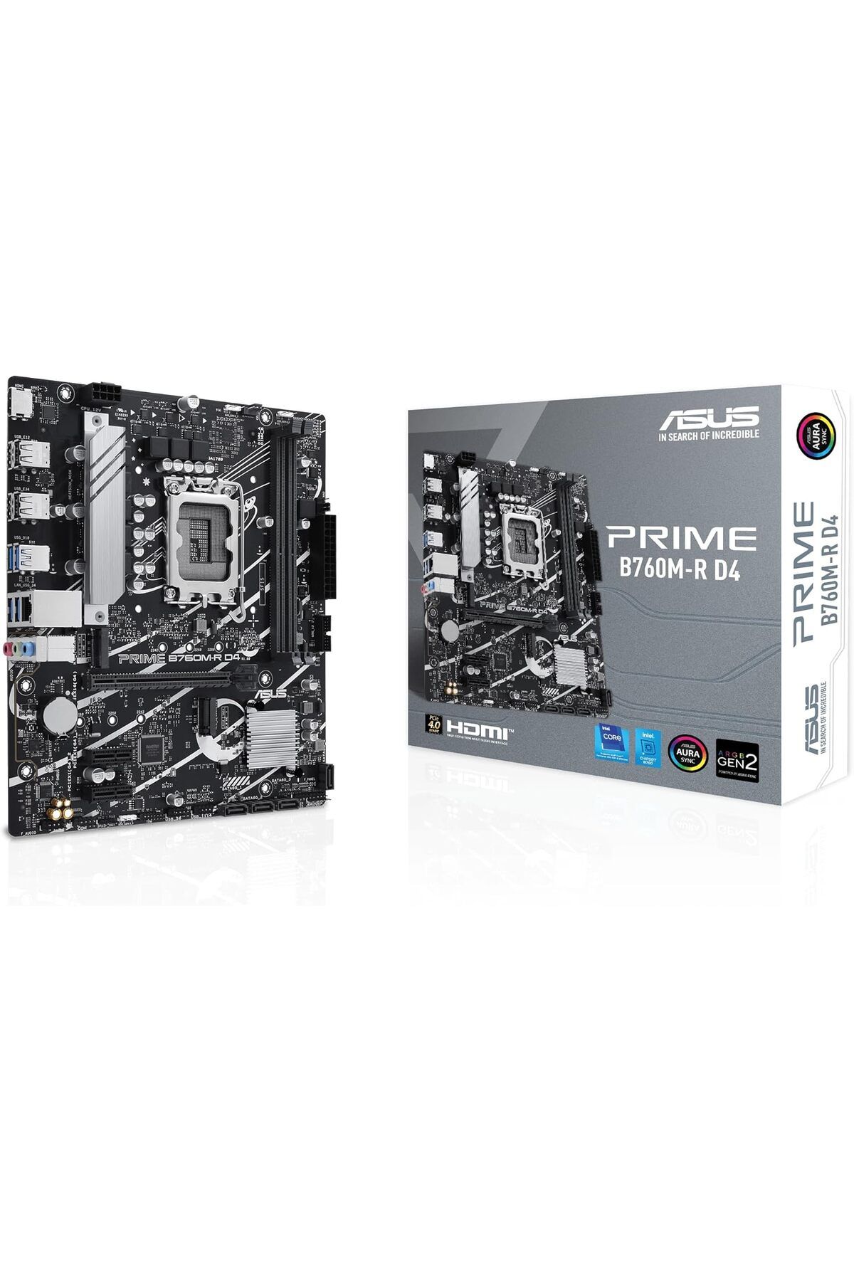 DERİK Derik PRIME B760M-R D4 Intel B760 LGA1700 DDR4 5333 HDMI 2x M2 USB3.2 AURA RGB 2.5Gbit LAN mATX 96GB