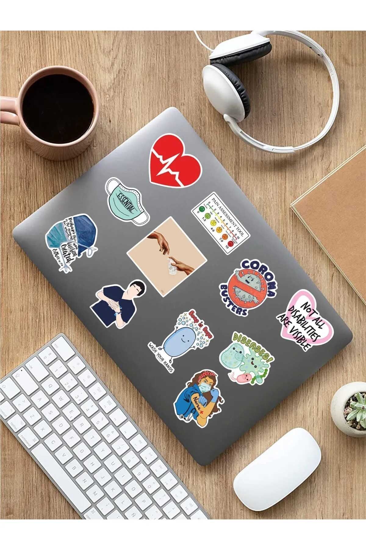 KT Decor Doktor Medicine Temalı Telefon, Tablet, Laptop, Notebook, Defter, Ajanda PVC Sticker Seti