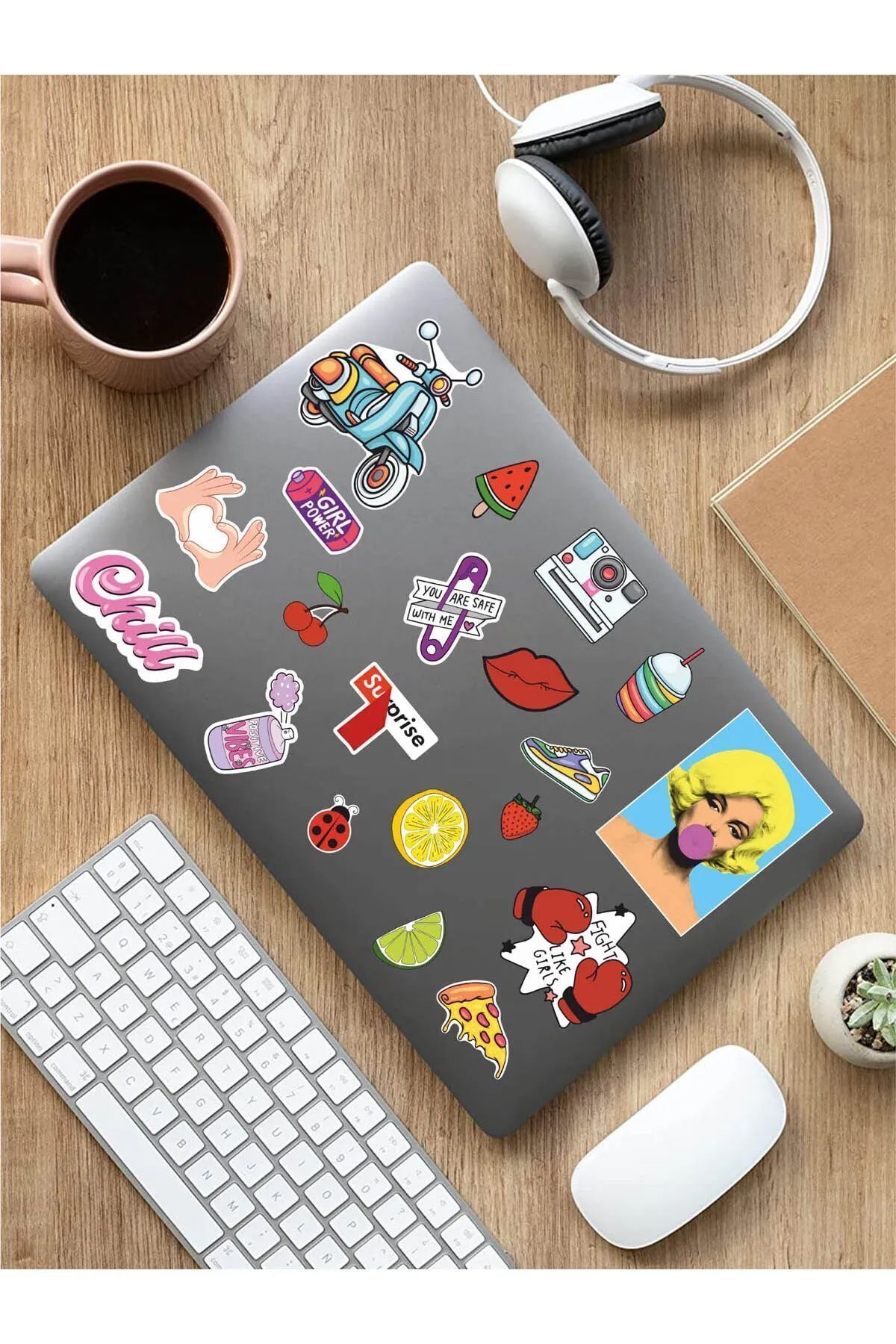 KT Decor VSCO Temalı Telefon, Tablet, Laptop, Notebook, Defter, Ajanda PVC Sticker Seti