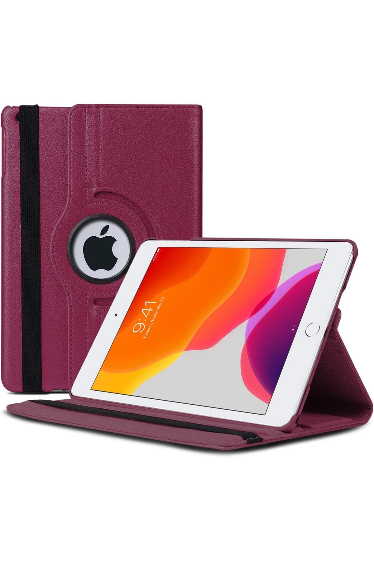 DERİK KADROĞLU iPad 10.2'' 7. Nesil (A2197-A2200-A2198) için Kılıf 360 Rotating Stand Deri Mor [iPad 1