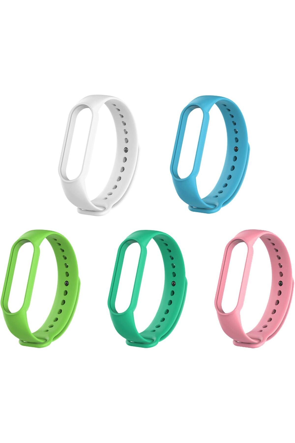 DERİK Derik 5 adet Silikon Kordon, Mi Band 5 ve Mi Band 6 için Uyumlu - Ayarlanabilir Rahat Bileklik 5'li