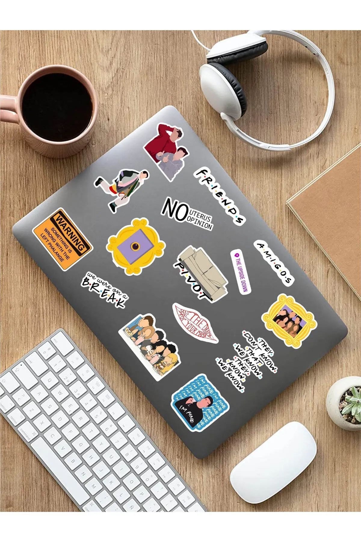 KT Decor Friends Temalı Telefon, Tablet, Laptop, Notebook, Defter, Ajanda PVC Sticker Seti-5