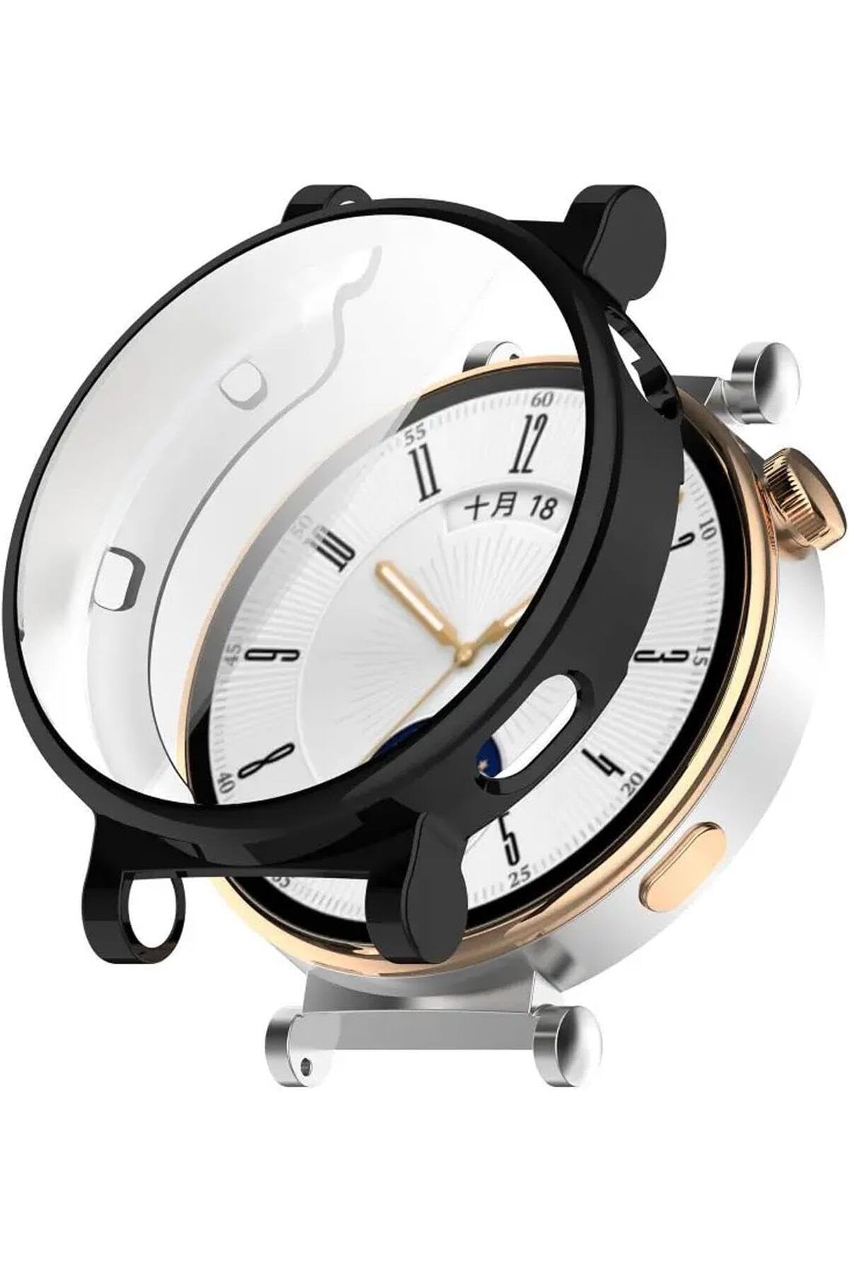 DERİK Derik Watch GT5 41mm Kılıf 360 Full Round Soft Silicone Siyah [Watch GT5 41mm ile Uyumlu Kılıf -