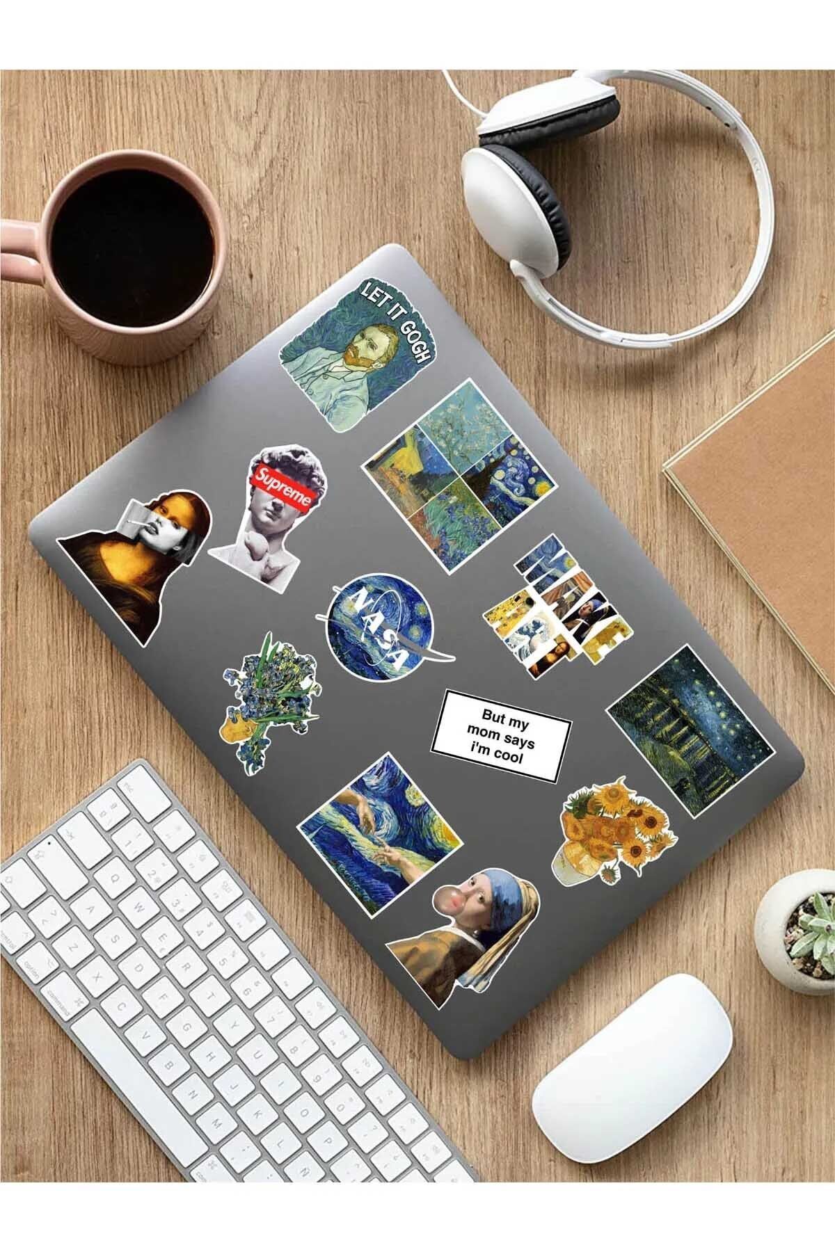 KT Decor Art Sanat Temalı Telefon, Tablet, Laptop, Notebook, Defter, Ajanda PVC Sticker Seti-3