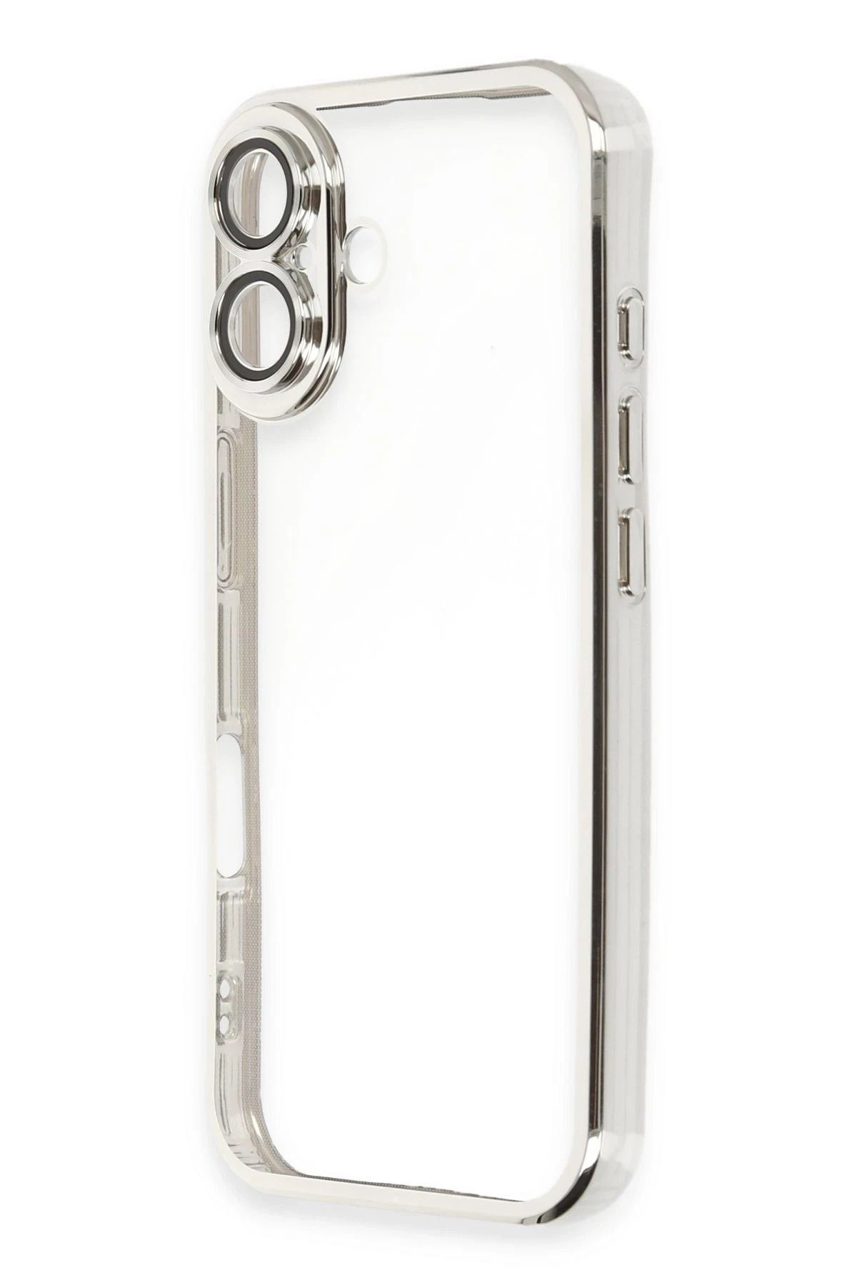 NewFace iPhone 16 Kılıf Lensli Silikon - Gümüş BSTMY