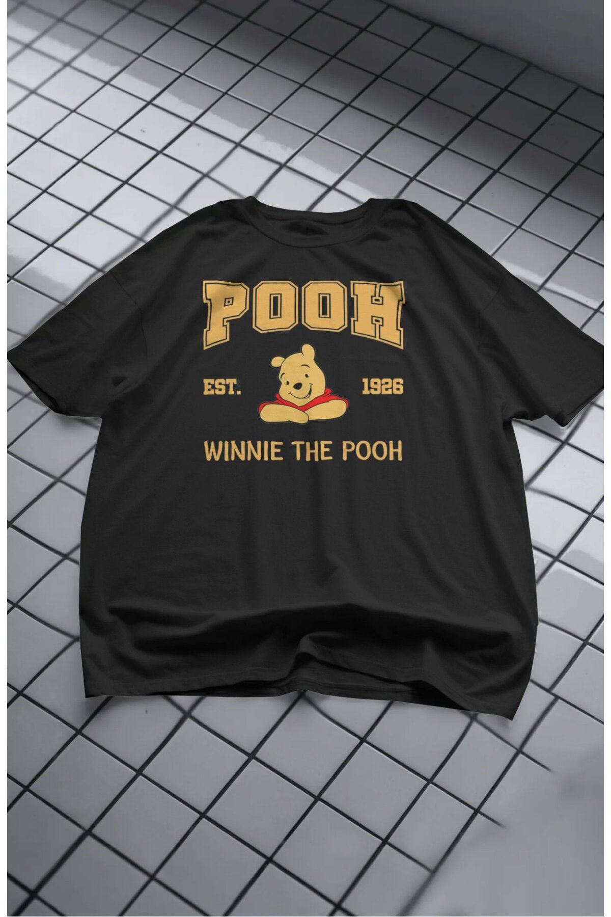 Fuddy Moda Unisex Ayı Pooh Baskılı Tişört, Oversize Winnie The Pooh Çizgi Film Temalı T-Shirt