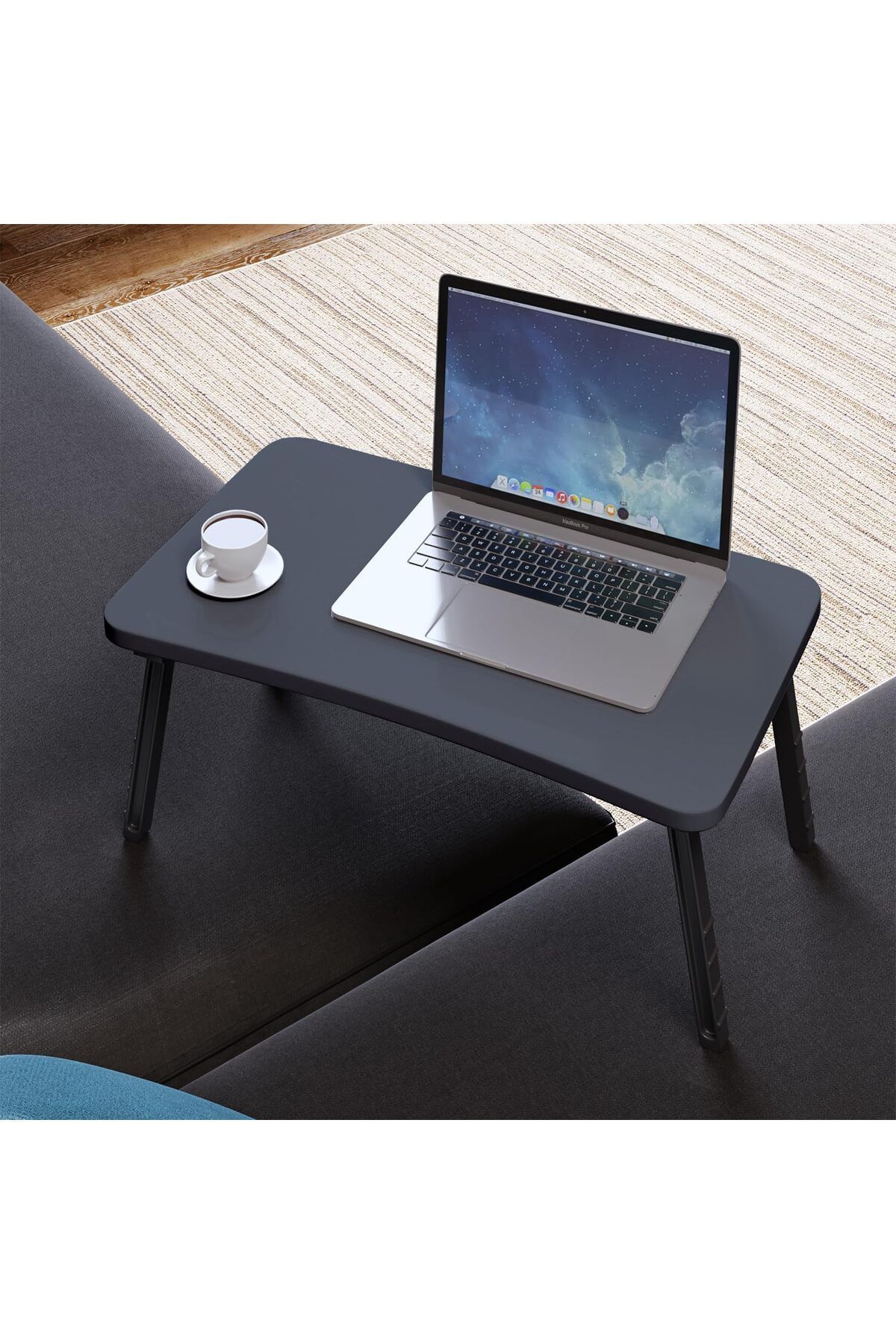 DERİK Derik Laptop Sehpası Katlanabilir Yatak Koltuk Üstü Kahvaltı Bilgisayar Sehpası (Antrasit Gri)