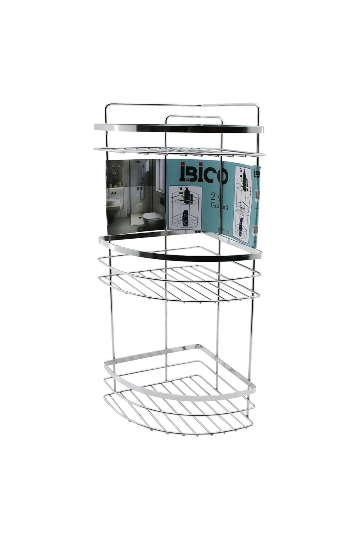 STOREMAX LAMALI 3 KATLI - ÜÇGEN KROM METAL BANYO KÖŞELİK - DUŞKABİN RAF