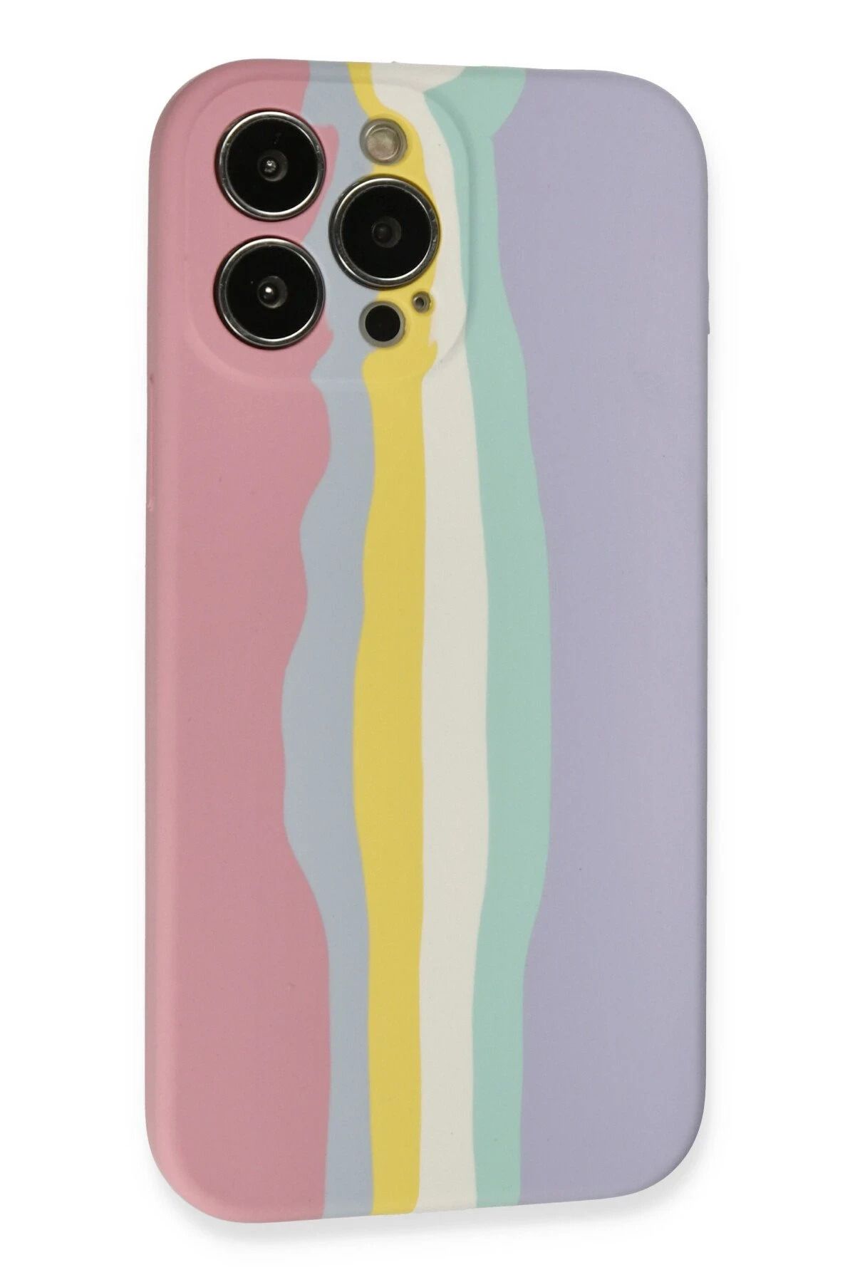 NewFace iPhone 13 Pro Kılıf Ebruli Lansman Silikon - Pembe-Lila BSTMY
