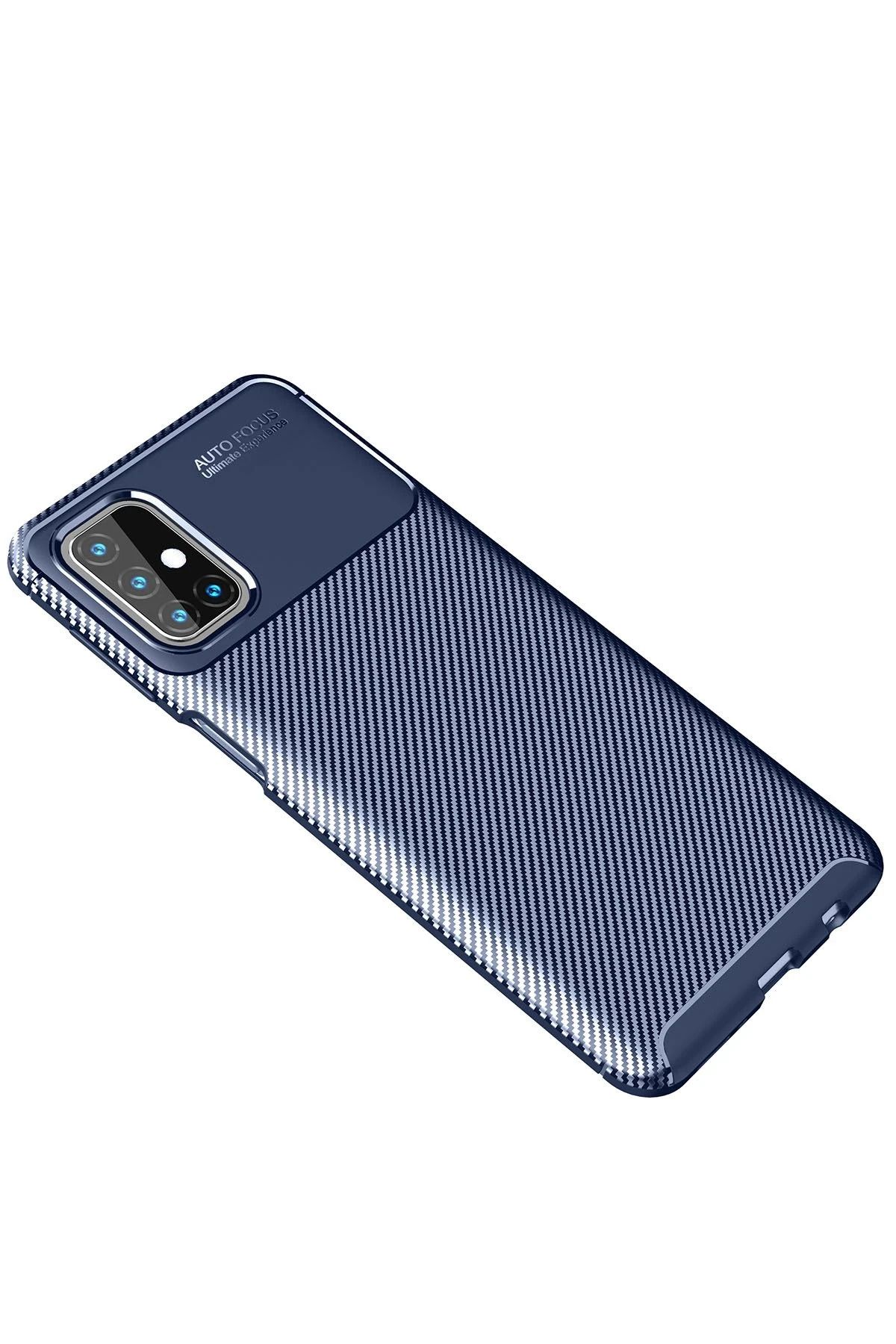 NewFace Samsung Galaxy M31S Kılıf Auto Focus Karbon Kapak - Lacivert BSTMY