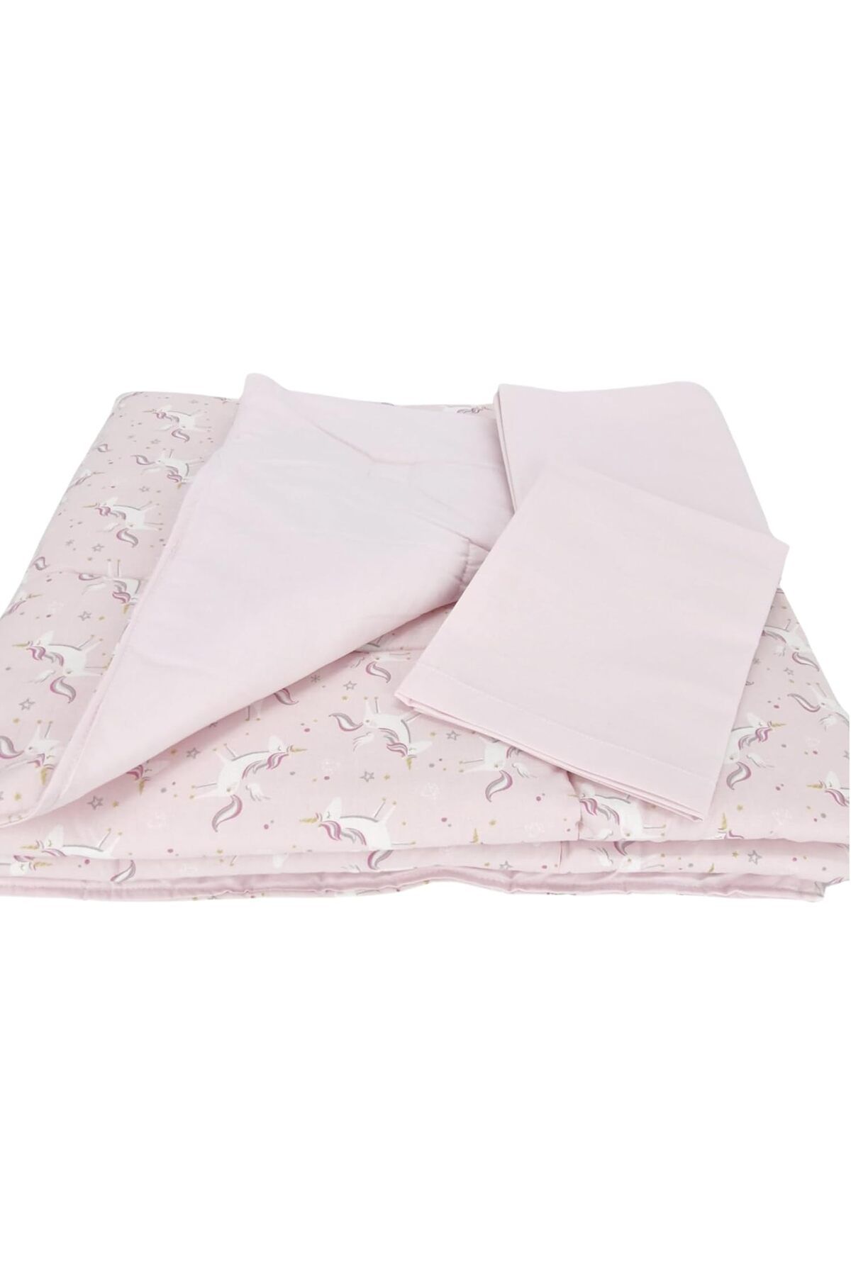 DERİK Derik El Yapımı At Desenli Yorgan Çarşaf Ve Yastıklı Üçlü Set (Pembe) YENİ