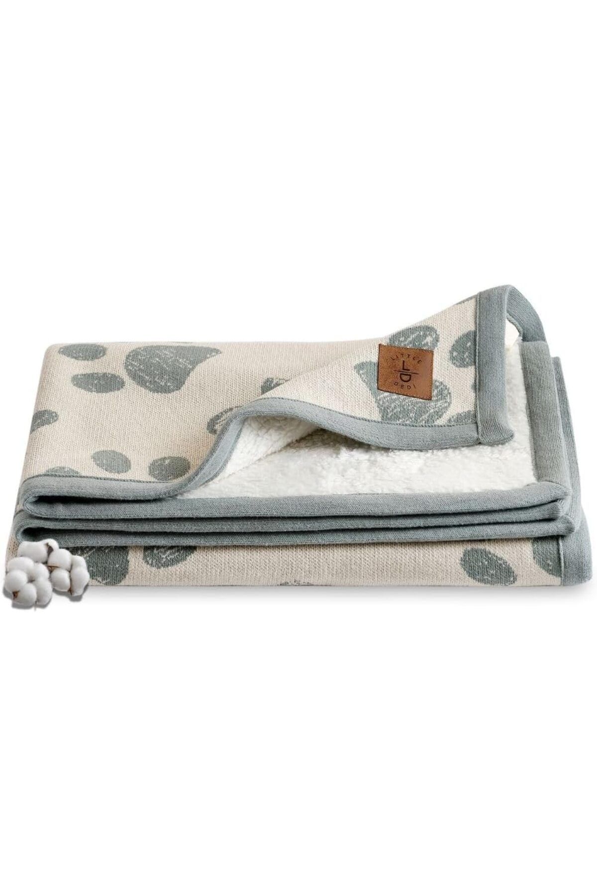 KDROĞLU KDROGLU 100 Organik Pamuk Örme Peluş Sherpa Katmanlı Bebek Battaniyesi 76,2 cm x 96,5 cm Nane –