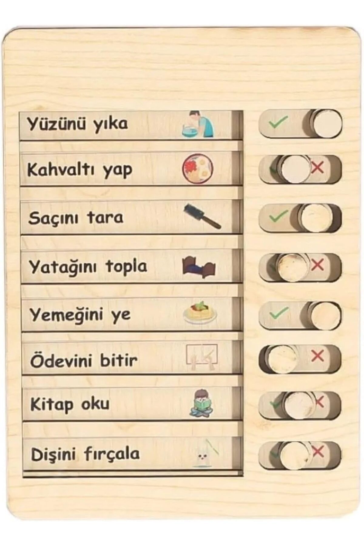 ÇAĞUR çağur Ahşap Günlük Rutin ve Sorumluluk Panosu Çocuklar İçin Eğitici Görev Takip Tablosu YE