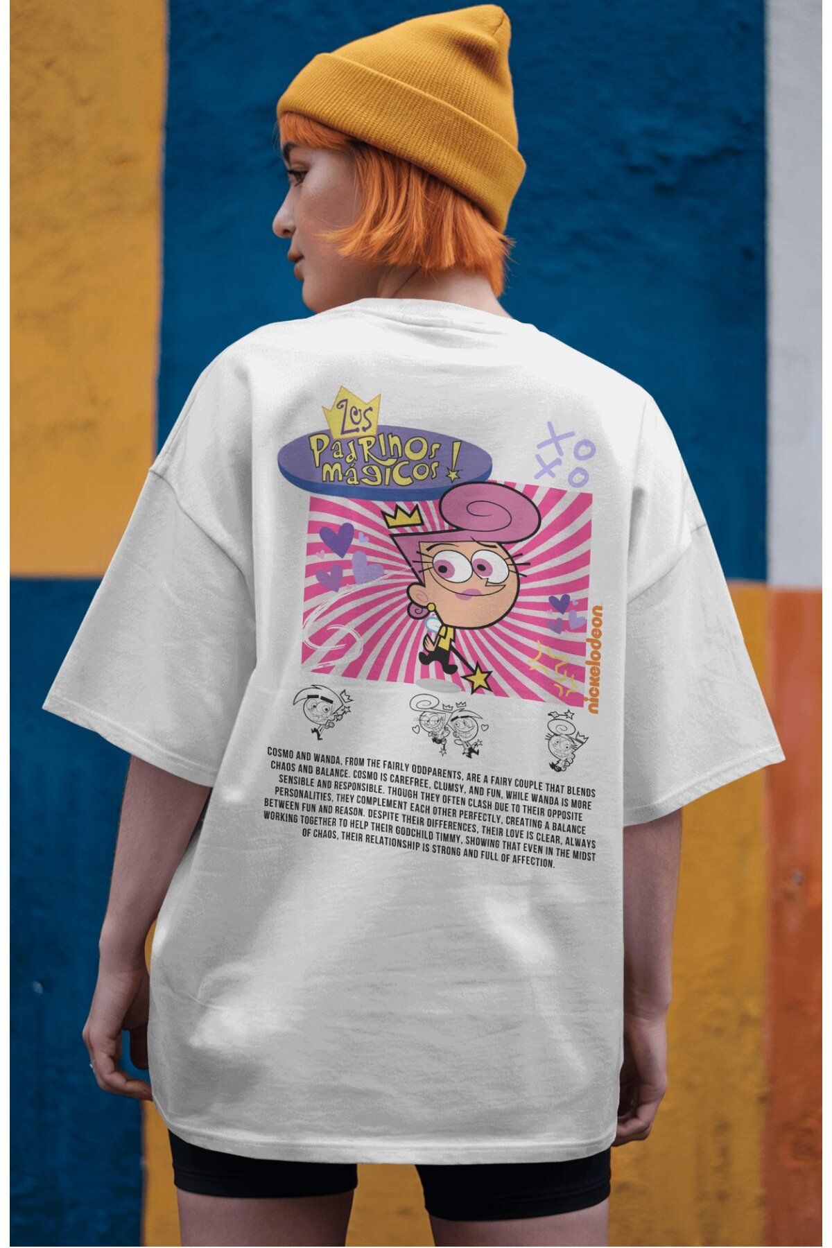 Fuddy Moda Wanda Sırt Baskılı Couple Tişört, Oversize Çizgi Film Temalı Çift T-Shirt