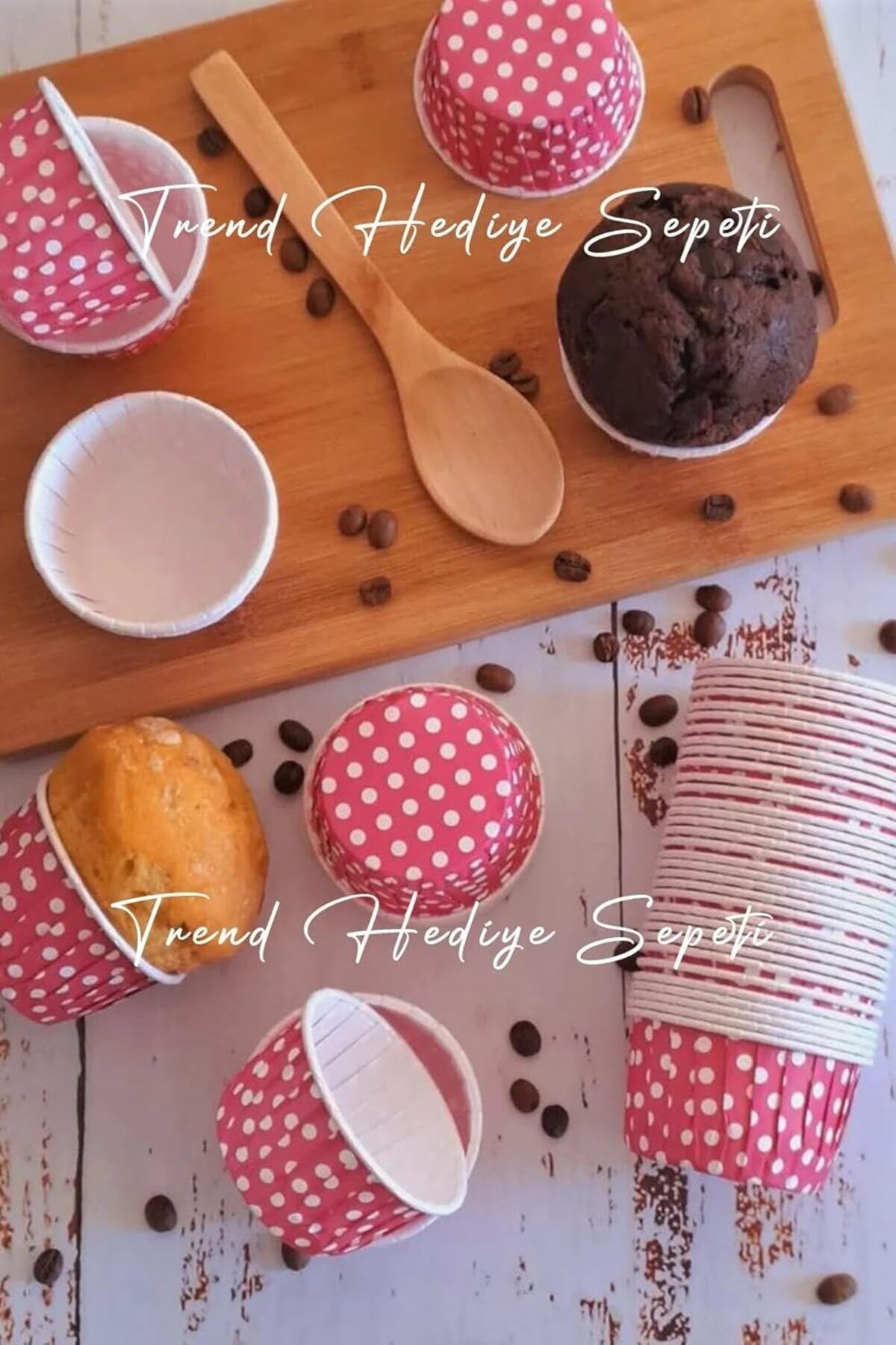 STOREMAX lbstorex Hediye Sepeti 50'li Koyu Pembe Puantiyeli Muffin Kek Kalıbı, Kek Kapsülü Cupcake Kalıb