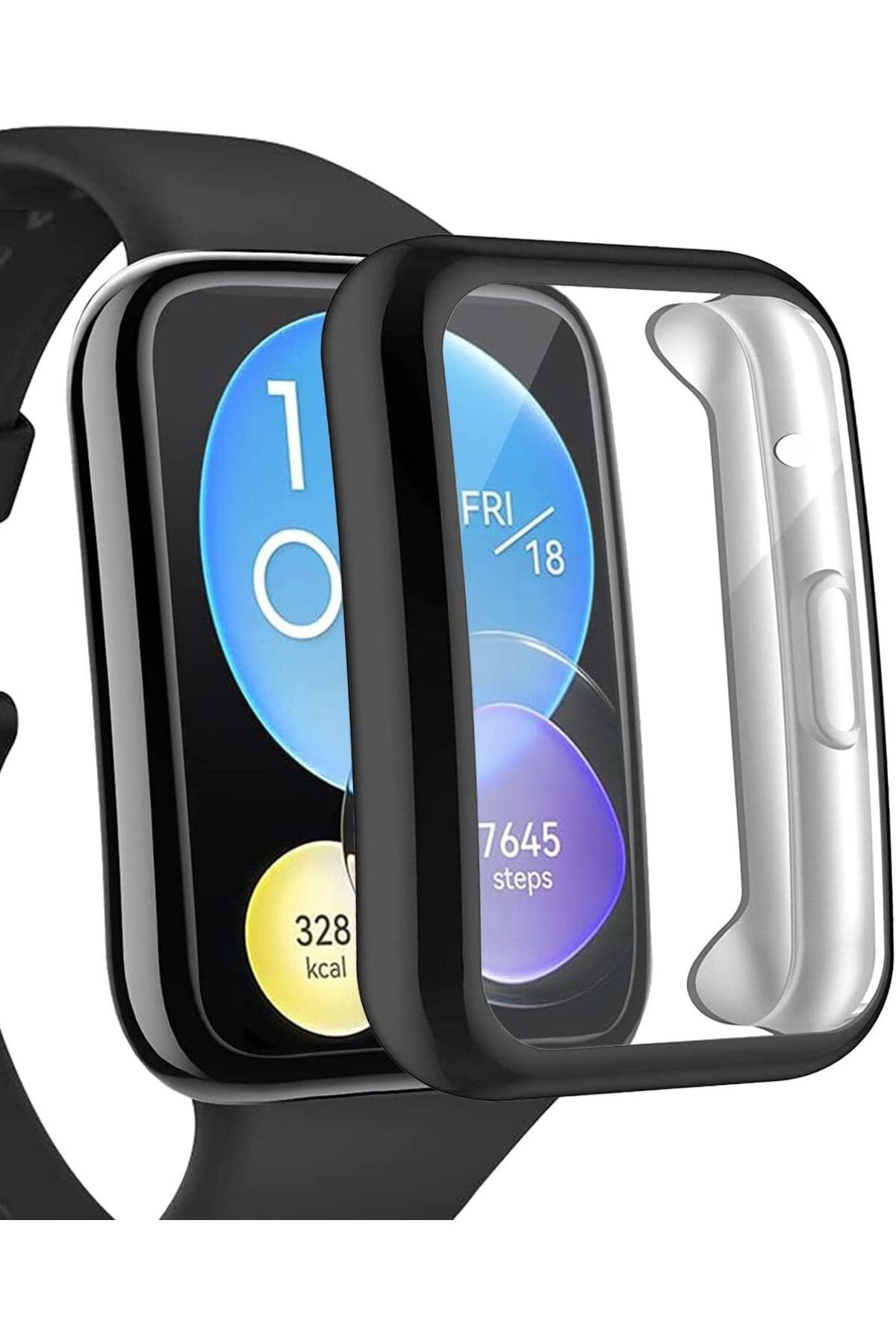 KDROĞLU KDROGLU Watch Fit 2 için Kılıf 360 Full Round Soft Silicone Siyah [Watch Fit 2 ile Uyumlu Kılıf