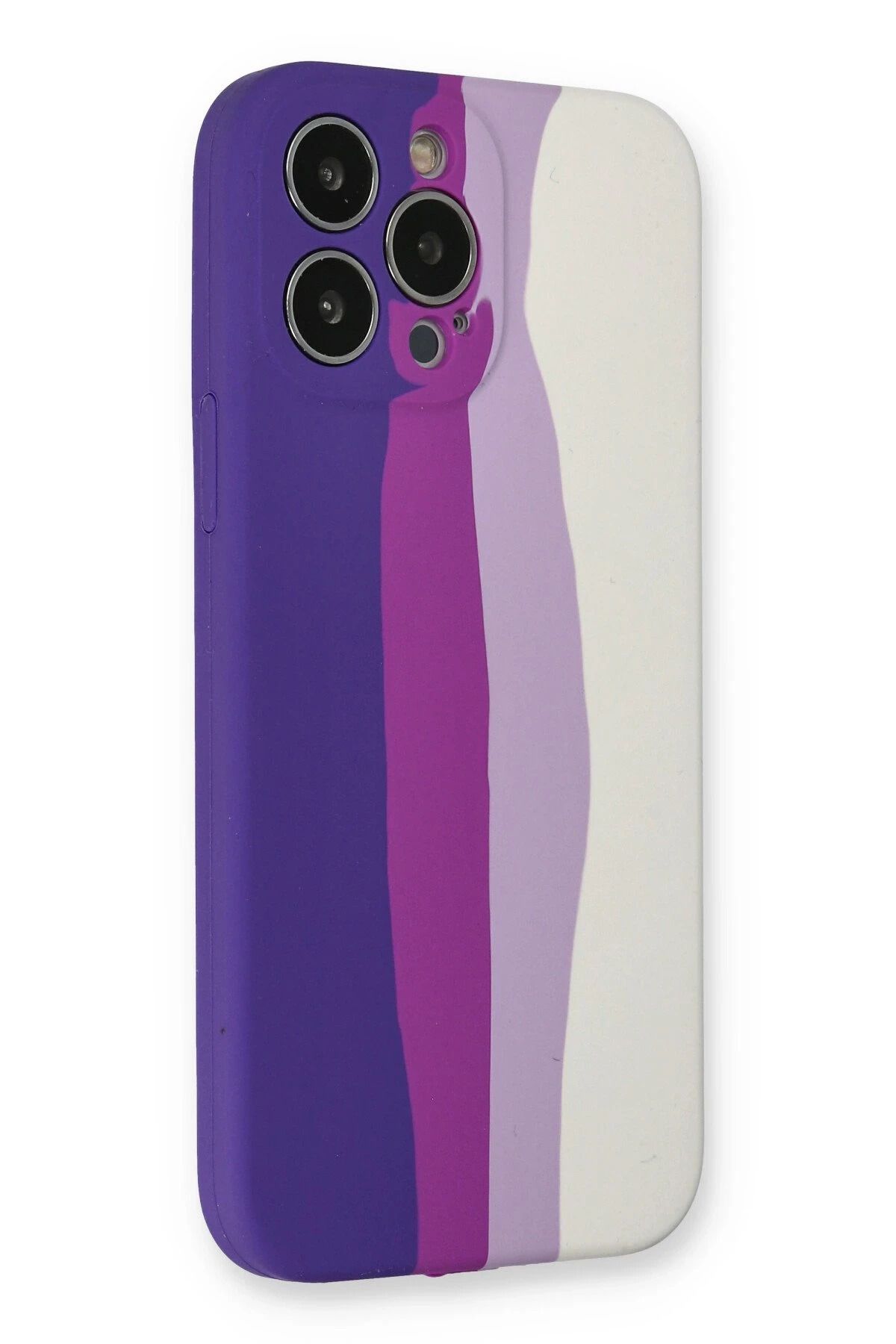 NewFace iPhone 13 Pro Kılıf Ebruli Lansman Silikon - Mor-Beyaz BSTMY